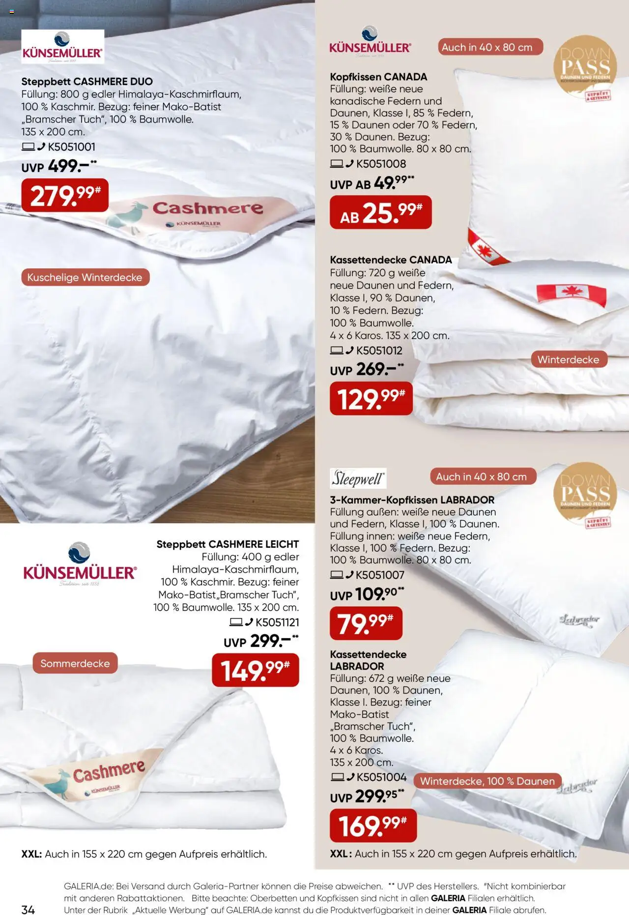 Galeria Karstadt Kaufhof Prospekt 	 – gültig ab 17.09.2025 | Seite: 34 | Produkte: Kopfkissen