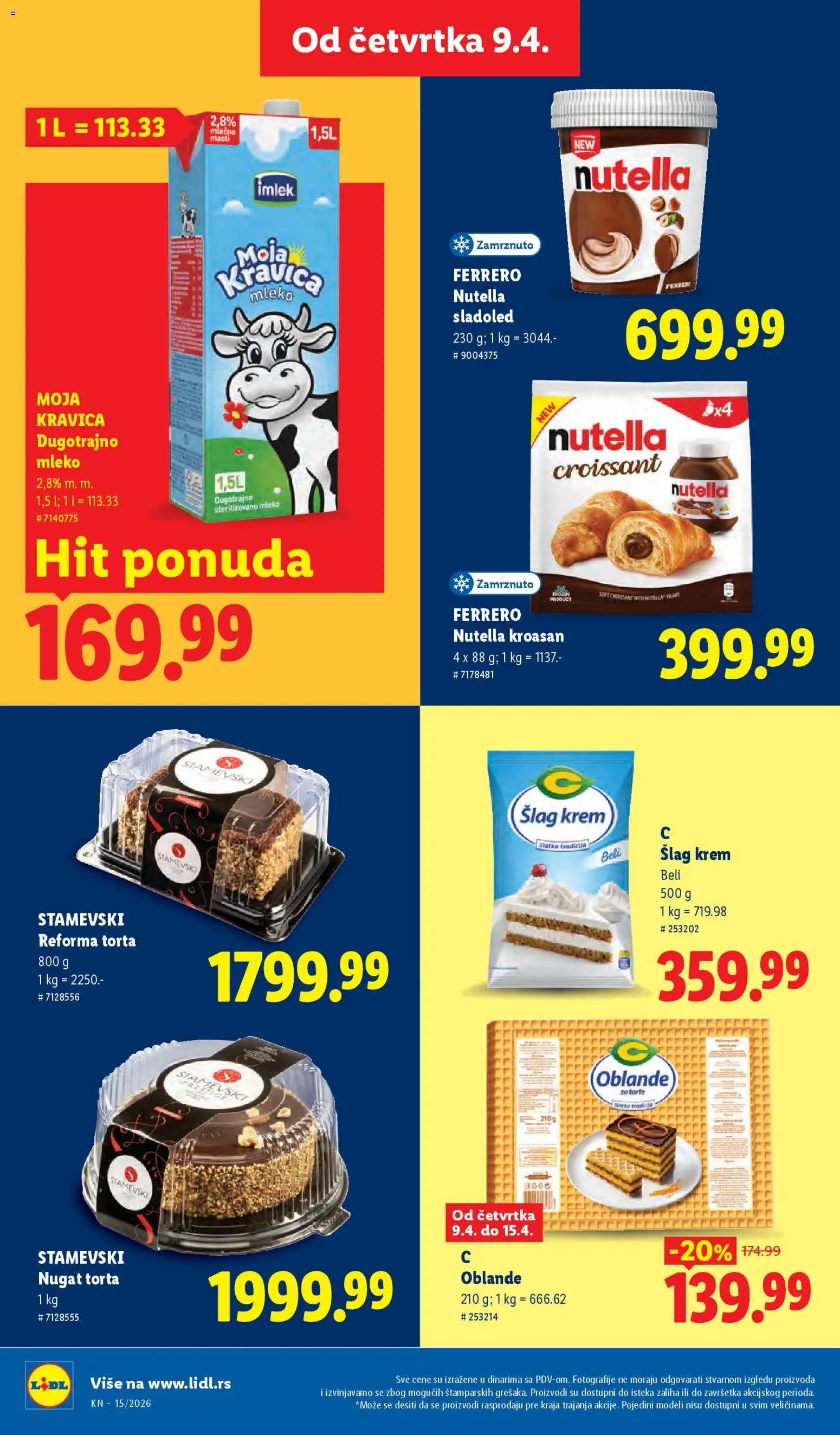 Lidl katalog - važi od 09.04.2026 | Strana: 32 | Proizvode: Dugotrajno mleko, Kroasan, Mleko, Nutella