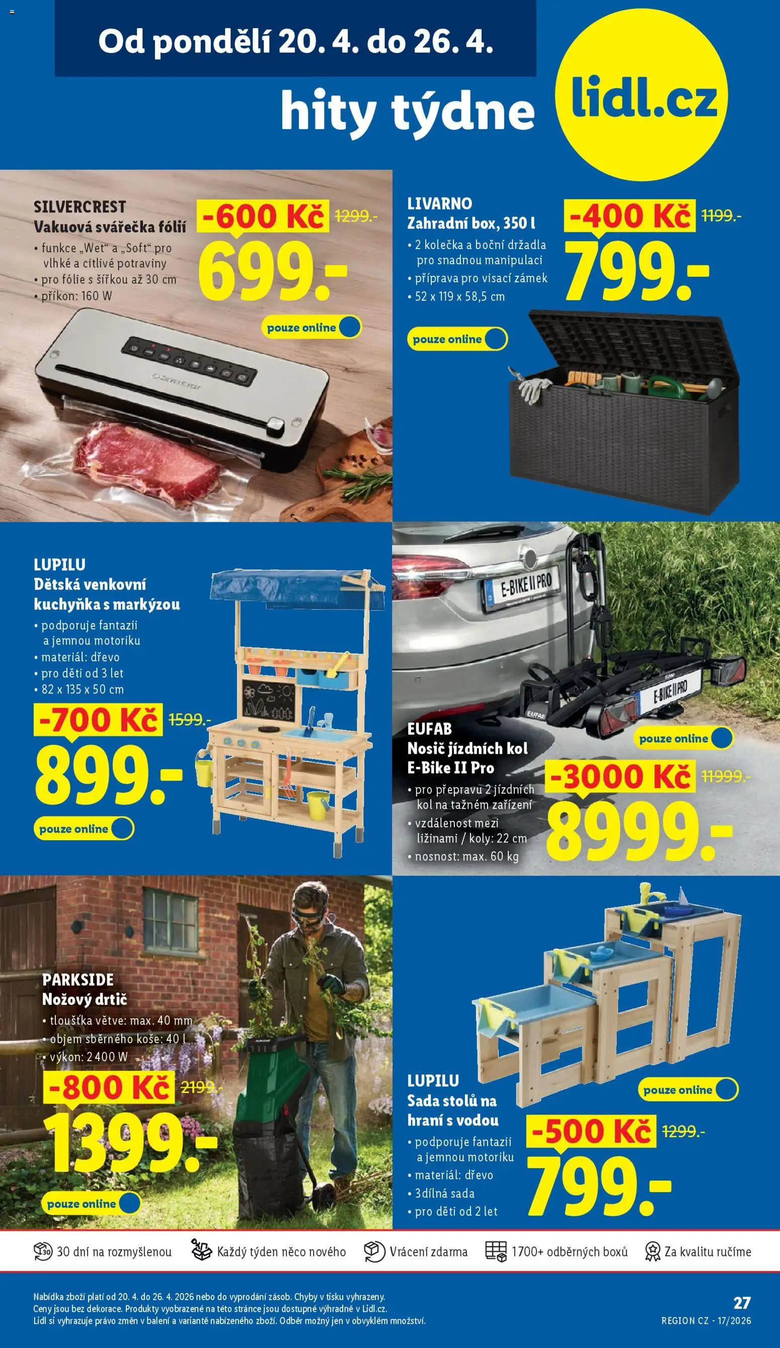 Lidl leták - Hity týdne od 20.04.2026 | Strana: 1 | Produkty: Fólie, Vakuová svářečka, Drtič, Potraviny
