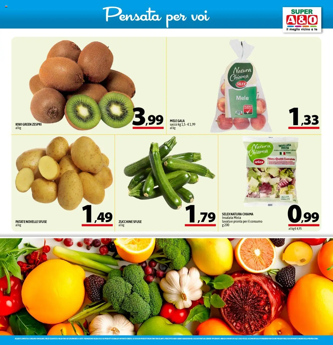 Volantino A&O del 02.10.2025 | Pagina: 3 | Prodotti: Mele, Kiwi, Patate, Zucchine