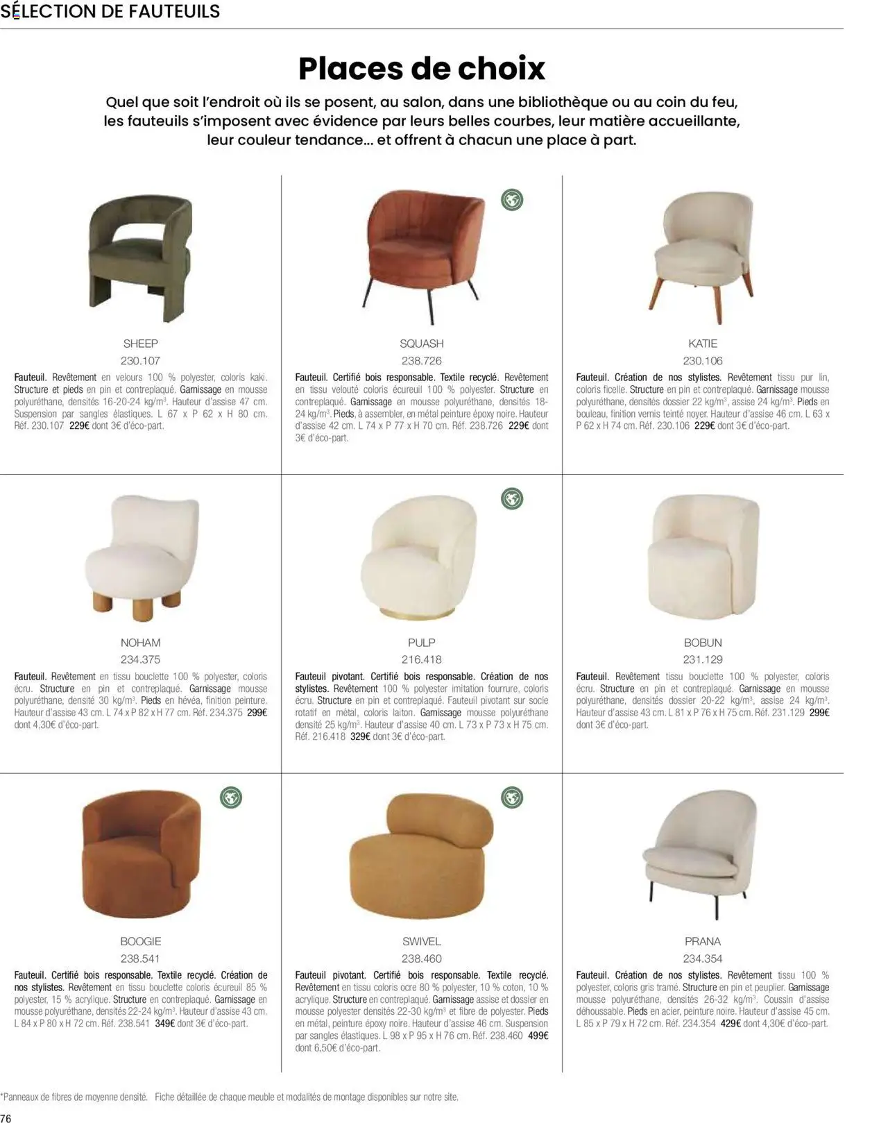  | Page: 78 | Produits: Mousse, Fauteuil