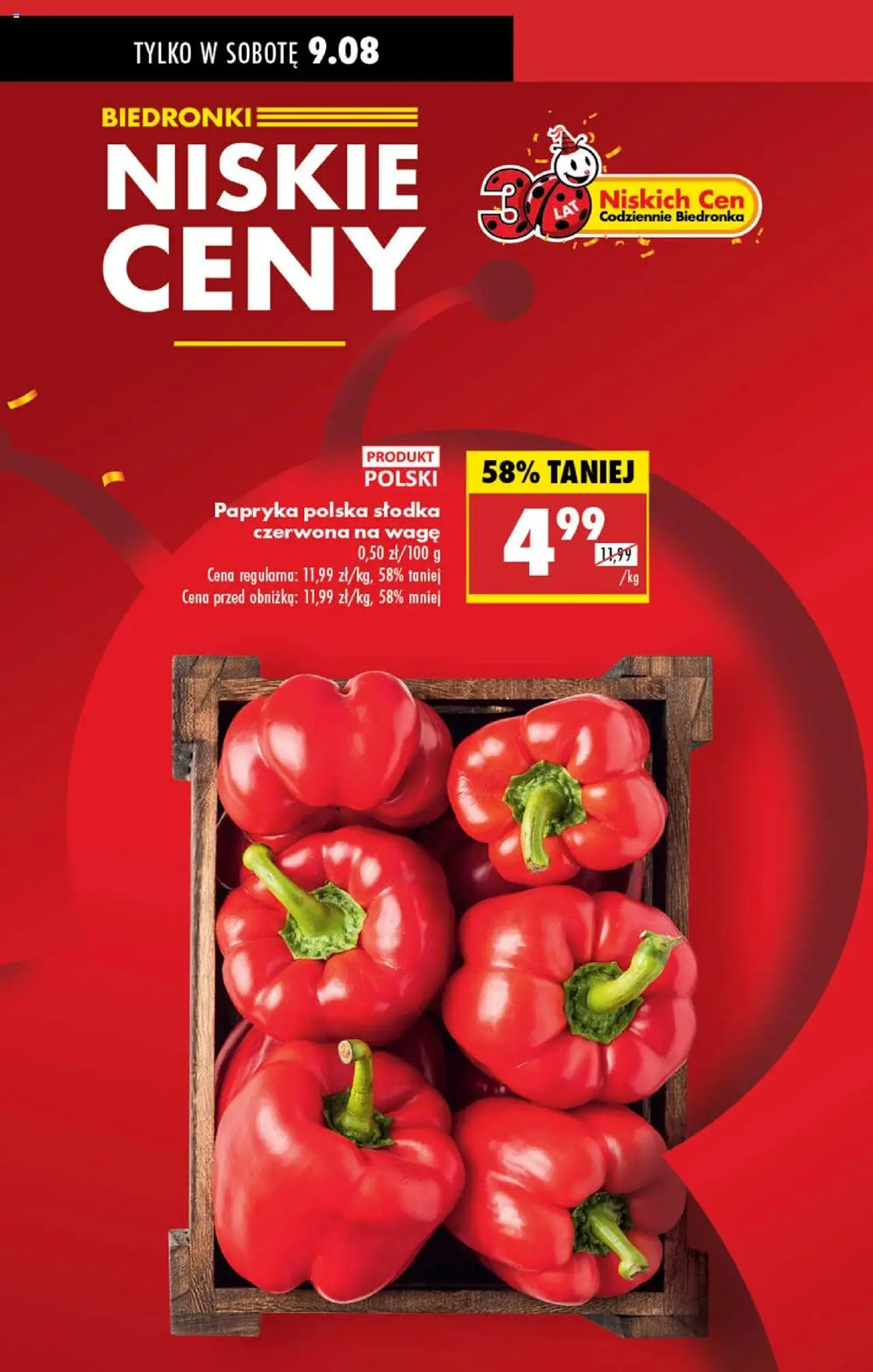 Biedronka gazetka - Najtańsza sobota od 09.08.2025 | Strona: 5 | Produkty: Papryka