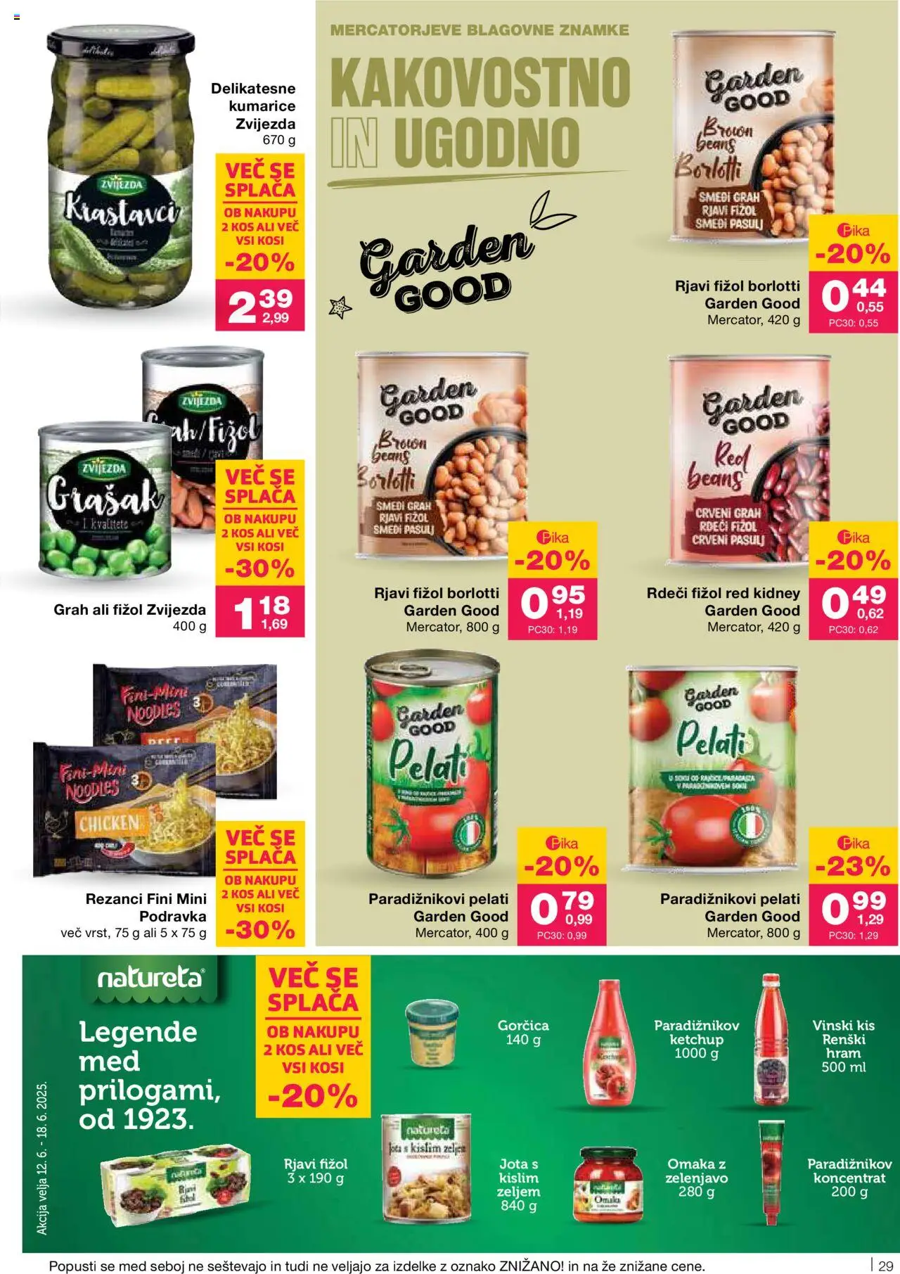 Mercator katalog │ velja od 12.06.2025 | Stran: 29 | Izdelki: Rezanci, Gorčica, Kis, Grah