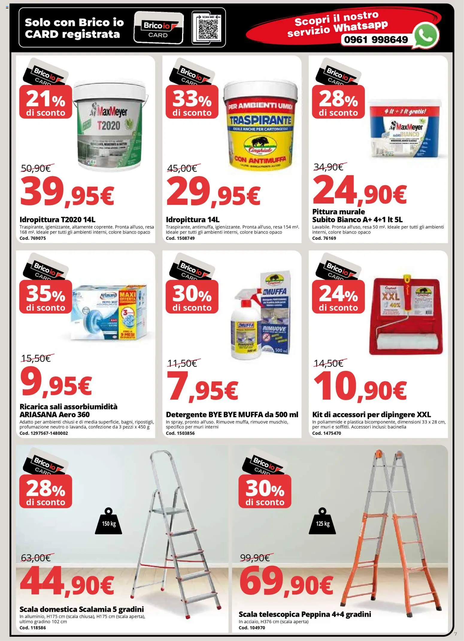 Volantino Brico io del 08.01.2026 | Pagina: 7 | Prodotti: Detergente, Pittura, Scala