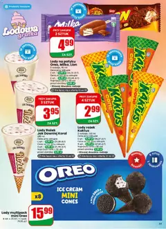 Pogląd oferty "Lody na patyku Oreo, Milka, Lion, 3 rodzaje, 90 ml" - ważna od 15.04.2026 | Strona: 31