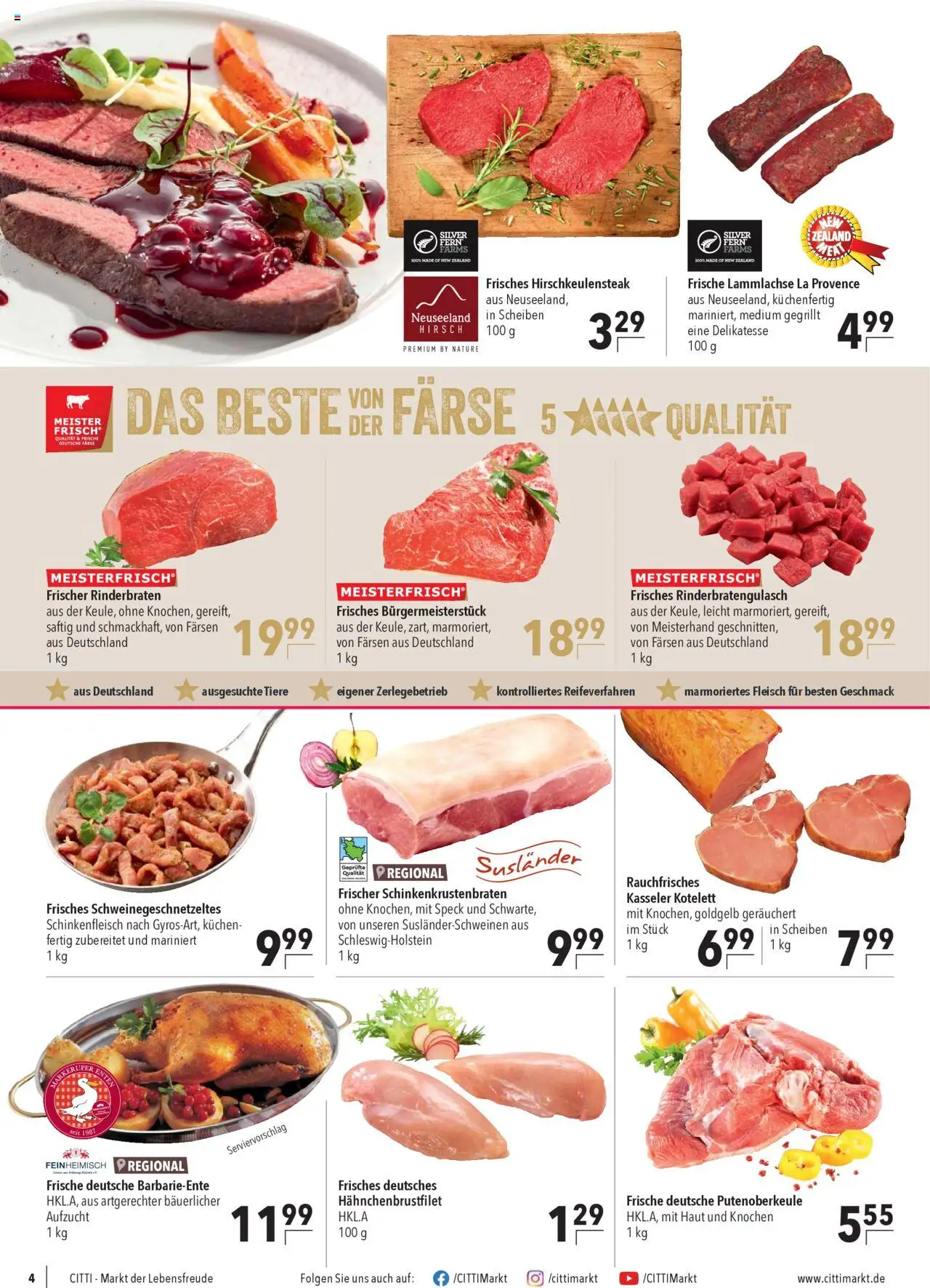CITTI Markt Prospekt 	 – gültig ab 22.10.2025 | Seite: 4 | Produkte: Rinderbraten, Kuchen, Fleisch