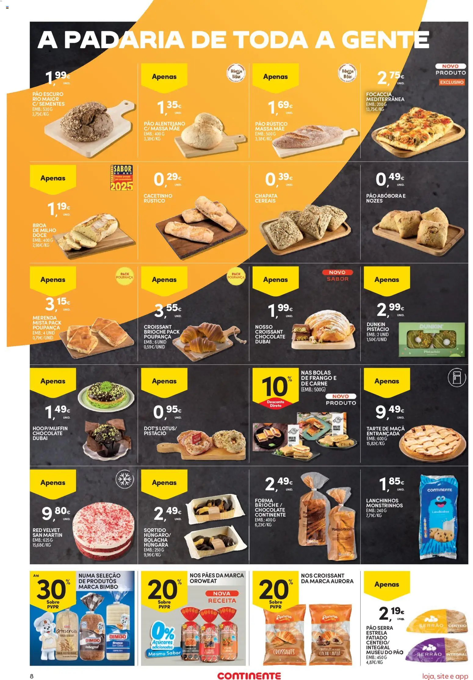 Continente Semanal Continente Bom Dia │ válido de 20.01.2026 | Página: 8 | Produtos: Padaria, Tarte, Carne, Nozes