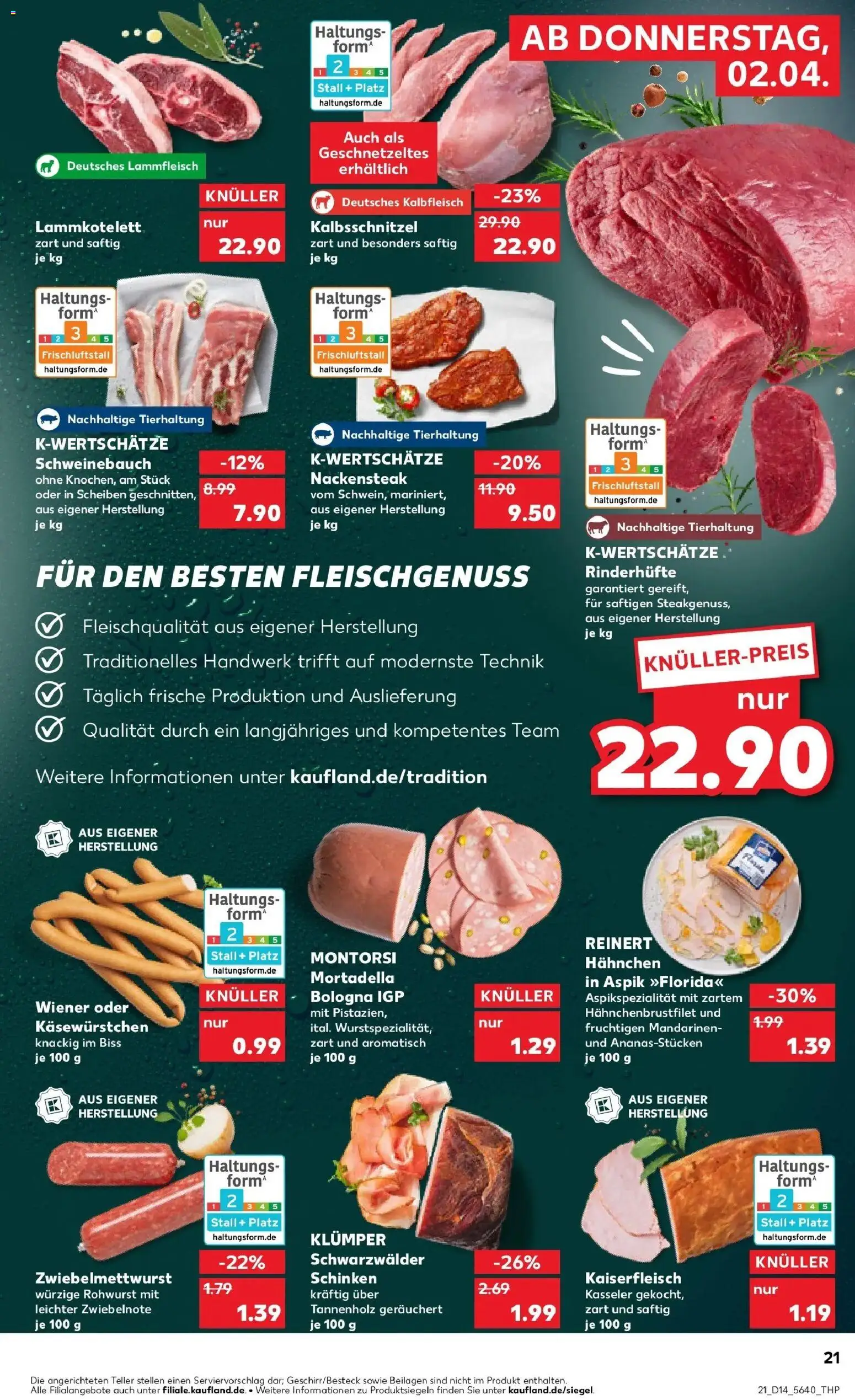 Kaufland Prospekt Delitzsch	 – gültig ab 02.04.2026 | Seite: 21 | Produkte: Hahnchen, Schweinebauch, Mandarinen, Schinken