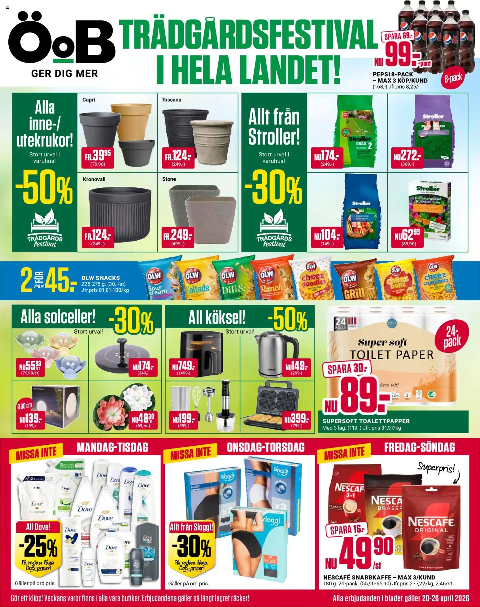 ÖoB reklamblad aktuell från 20.04.2026 | Sida: 1 | Produkter: Grill, Galler, Pepsi, Mössa