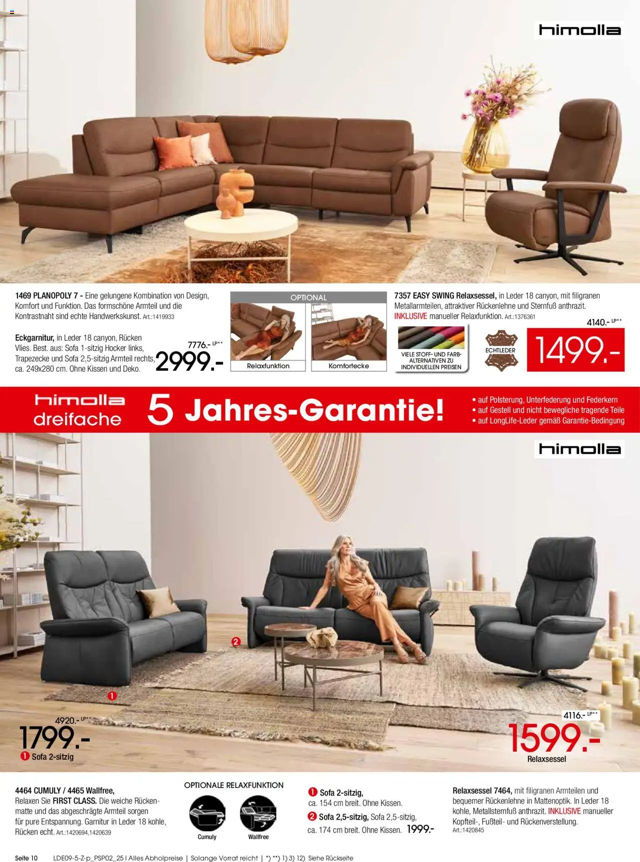 Zurbrüggen Polstermöbel-Spezial – gültig ab 20.09.2025 | Seite: 10 | Produkte: Hocker, Relaxsessel, Kissen, Sofa