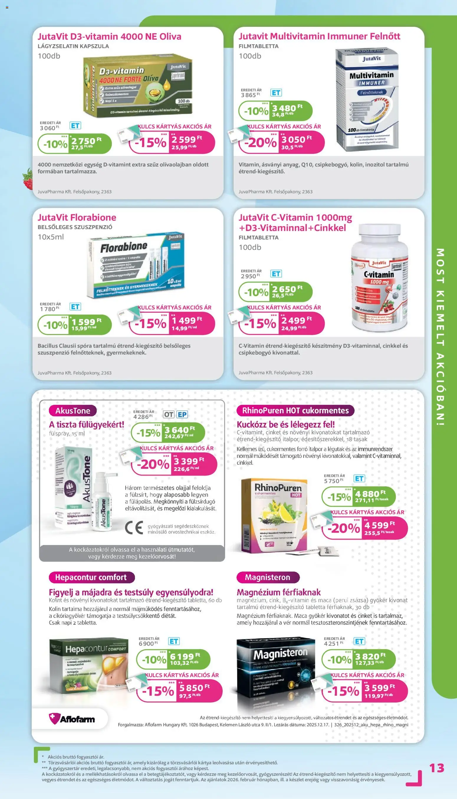 Kulcs Patika akciós ujság - amely érvényes a következő dátumtól: 01.02.2026 | Oldal: 13 | Termékek: Multivitamin, Italpor
