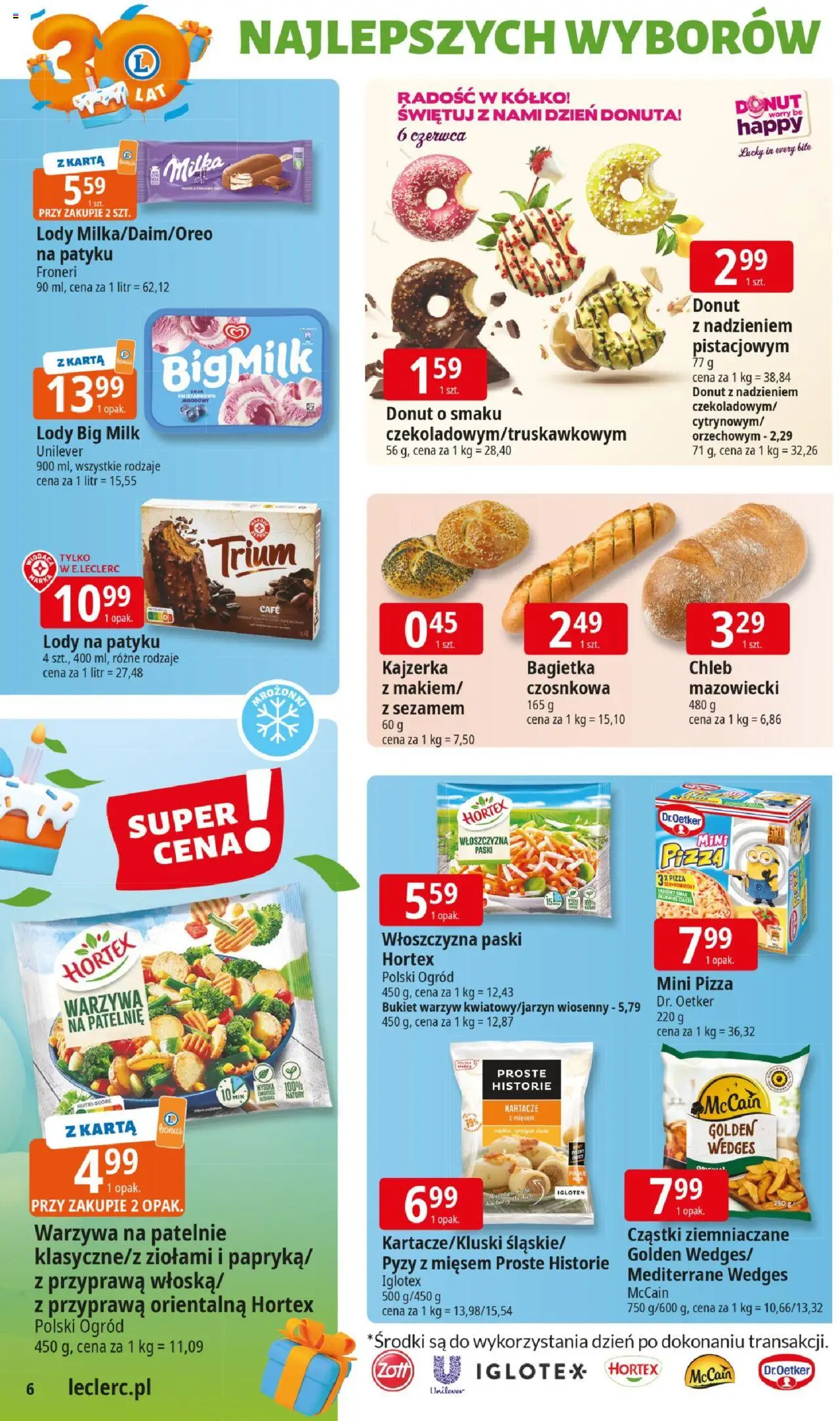E.Leclerc Gazetka - Elbląg 30 lat od 02.06.2025 | Strona: 6 | Produkty: Karta, Mini pizza, Pizza, Warzywa