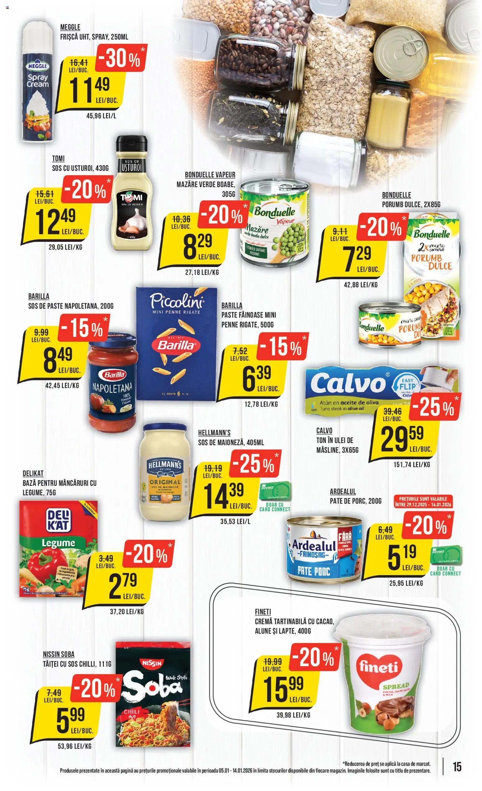 Noul catalog Mega Image – valabil de la 05.01.2026 | Pagină: 15 | Produse: Mazăre, Pate, Alune, Cremă