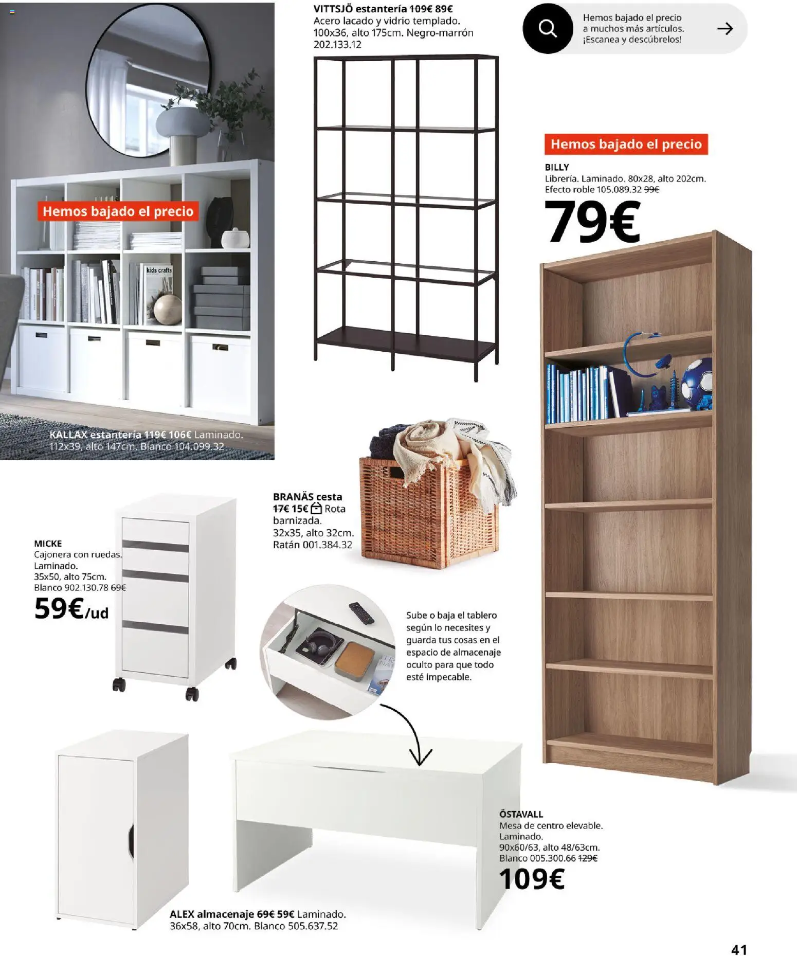 Catálogo IKEA Organización en el hogar │ válido desde el 15.01.2026 | Página: 41 | Productos: Almacenaje, Cajonera, Mesa, Cesta