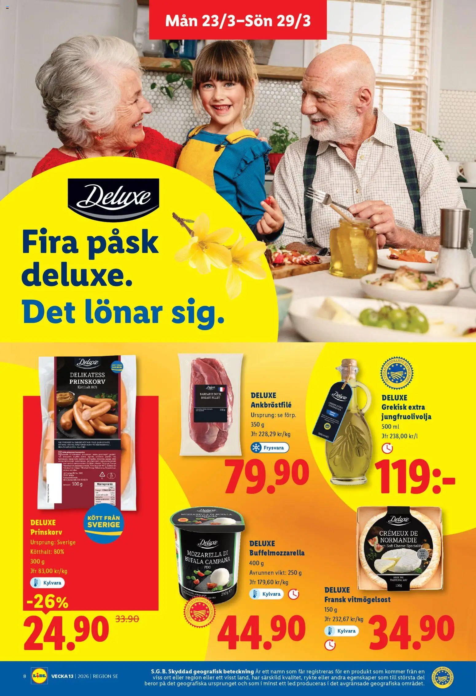 Lidl reklamblad aktuell från 23.03.2026 | Sida: 8 | Produkter: Prinskorv
