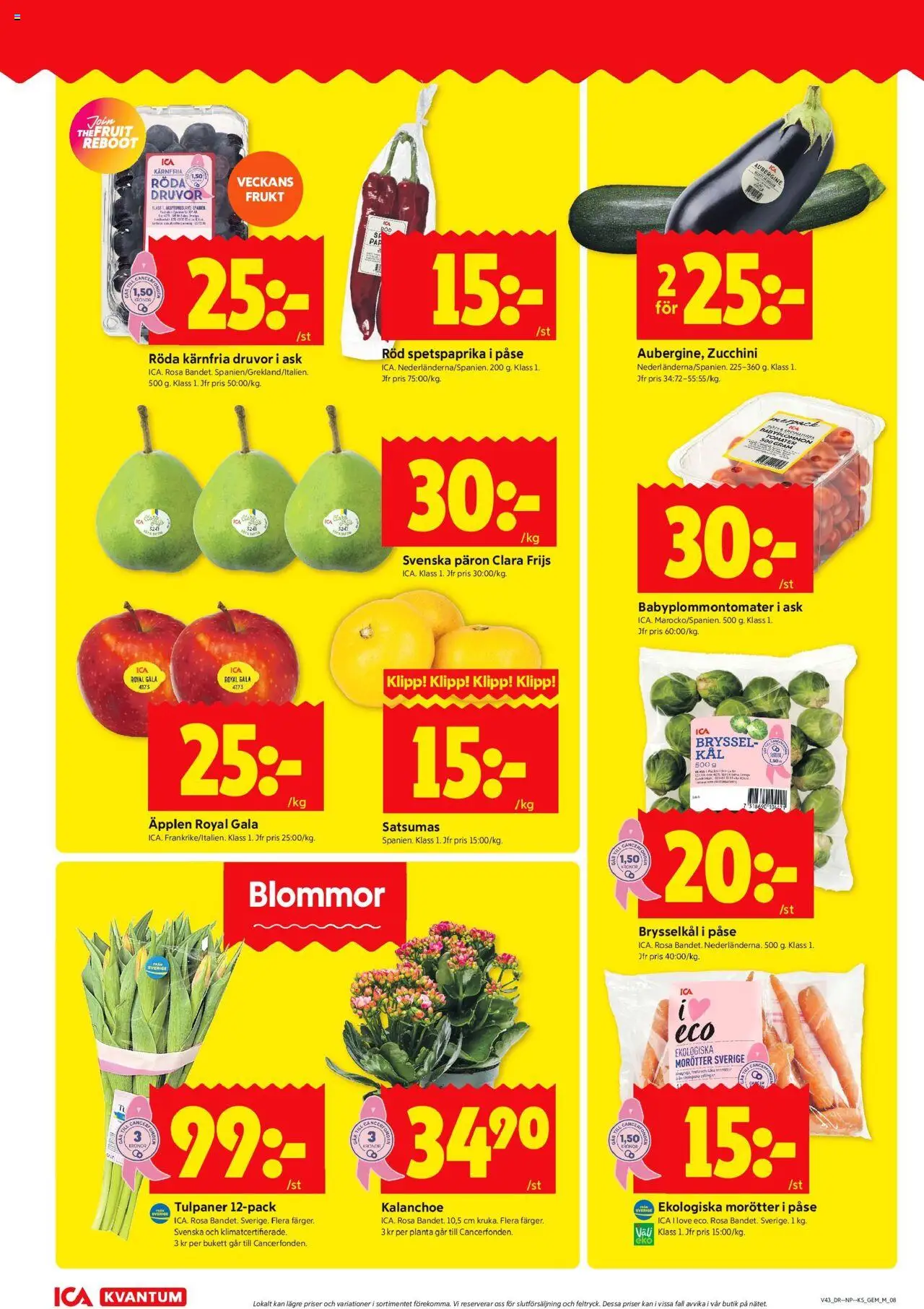 ICA Kvantum reklamblad aktuell från 20.10.2025 | Sida: 10 | Produkter: Äpplen, Tomater, Aubergine, Zucchini