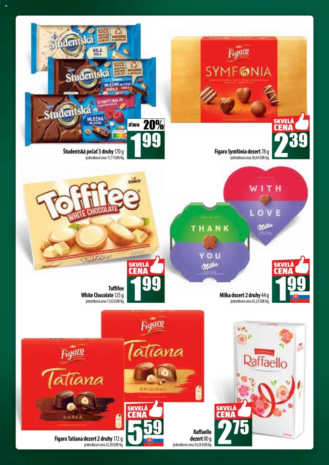 COOP Jednota široká ponuka │ platný od 24.07.2025 | Strana: 34 | Produkty: Toffifee, Študentská pečať, Milka