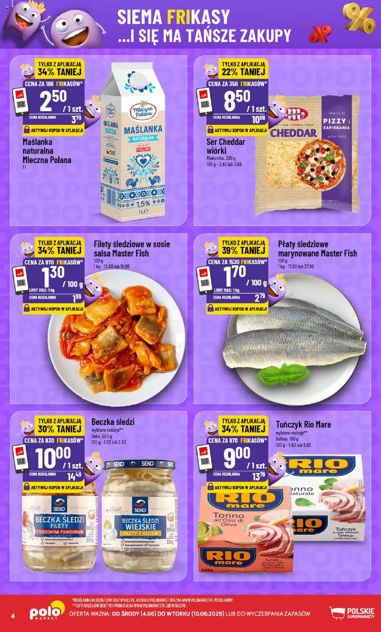 POLOmarket Gazetka - Frikasowe hity od 04.06.2025 | Strona: 4 | Produkty: Tuńczyk w sosie własnym, Tuńczyk, Ser, Ser cheddar