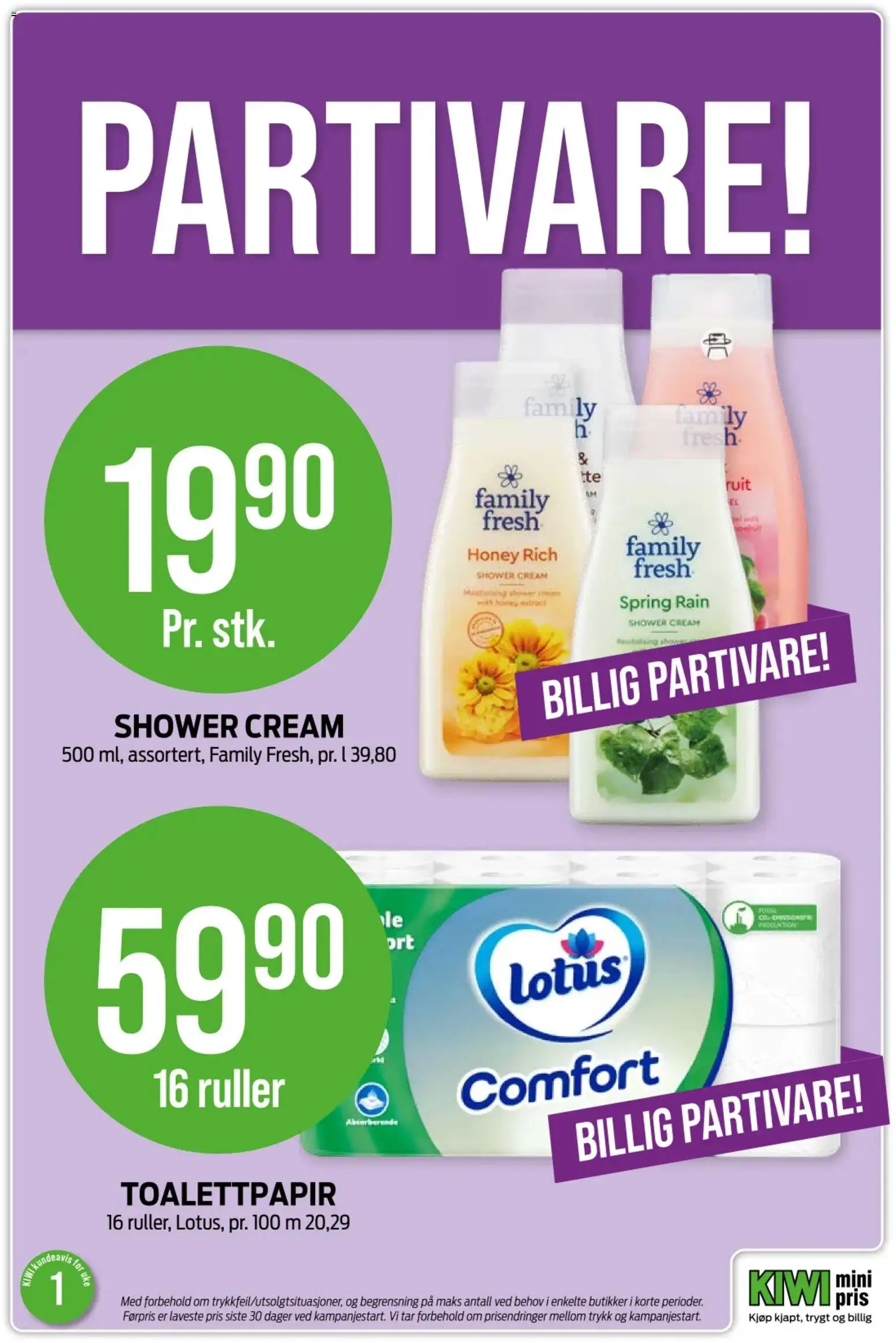 {H1} | Side: 15 | Produkter: Toalettpapir, Kiwi, Sparris