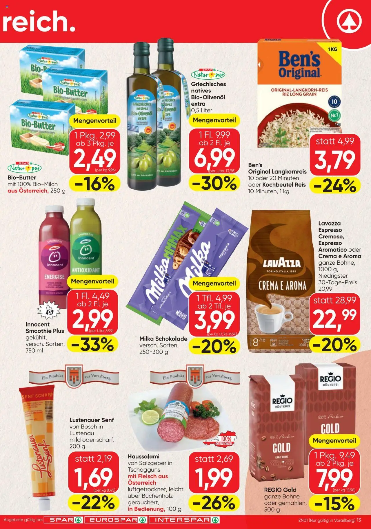 Spar Flugblatt gültig ab 11.09.2025 | Seite: 13 | Produkte: Schokolade, Reis