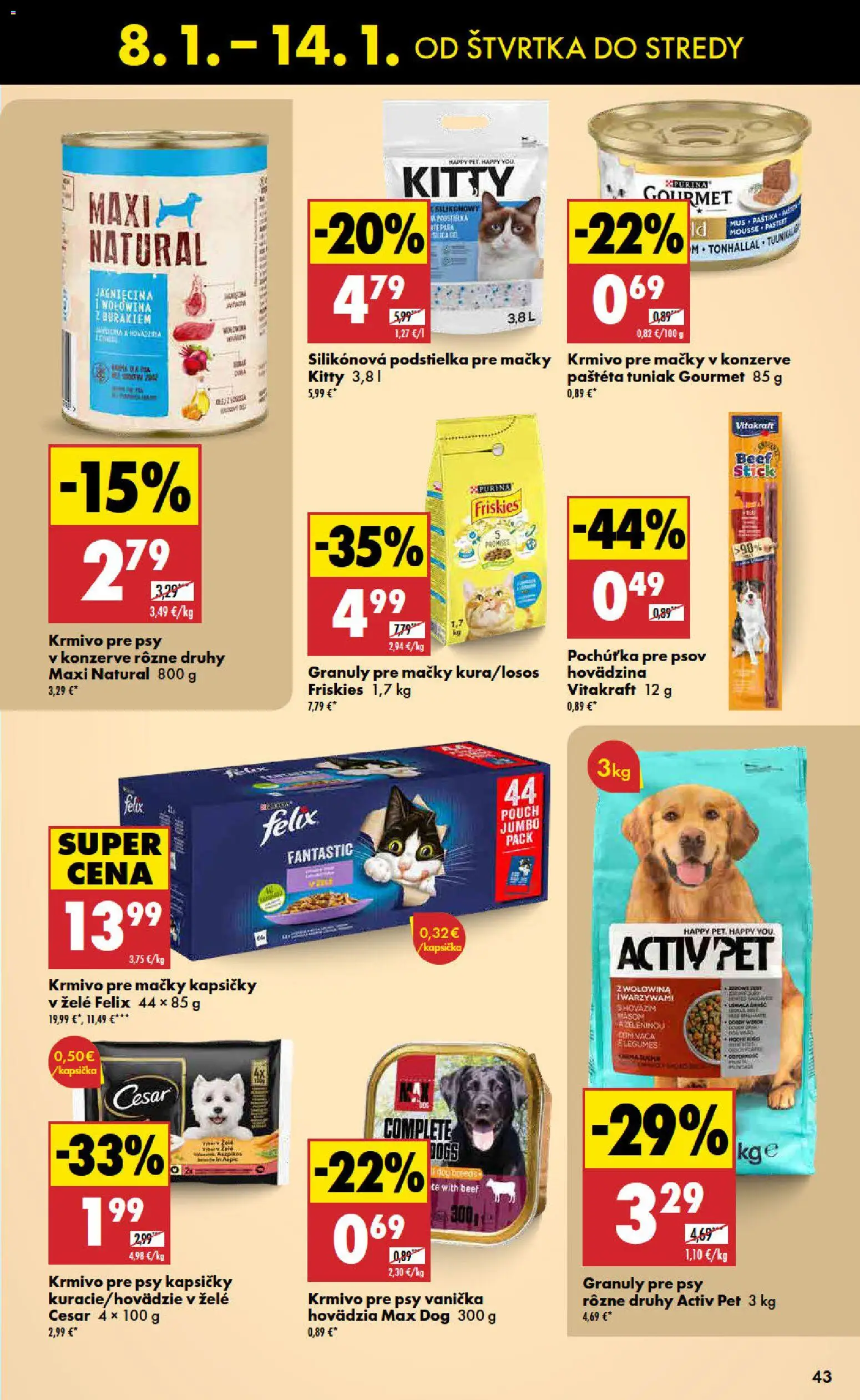 Nové Biedronka akcie – leták je platný od 08.01.2026 | Strana: 43 | Produkty: Felix, Tuniak, Friskies