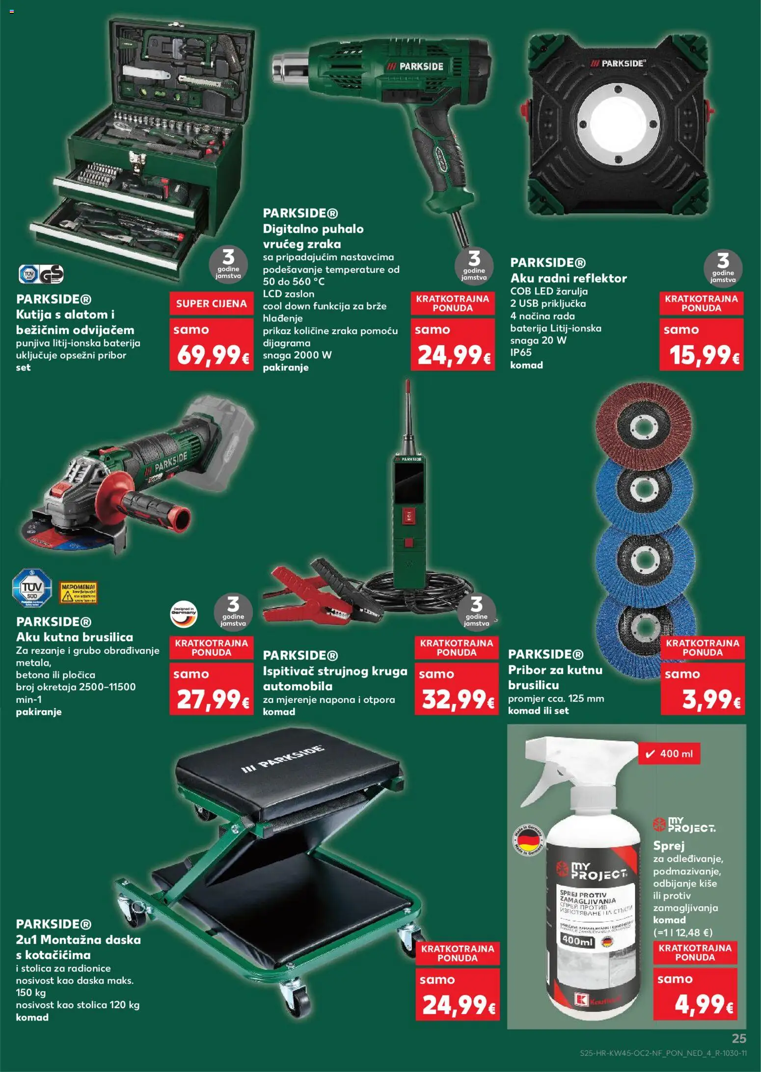 Kaufland katalog | vrijedi od 05.11.2025 | Stranica: 25 | Proizvodi: Brusilica, Kutna brusilica, Reflektor, Parkside