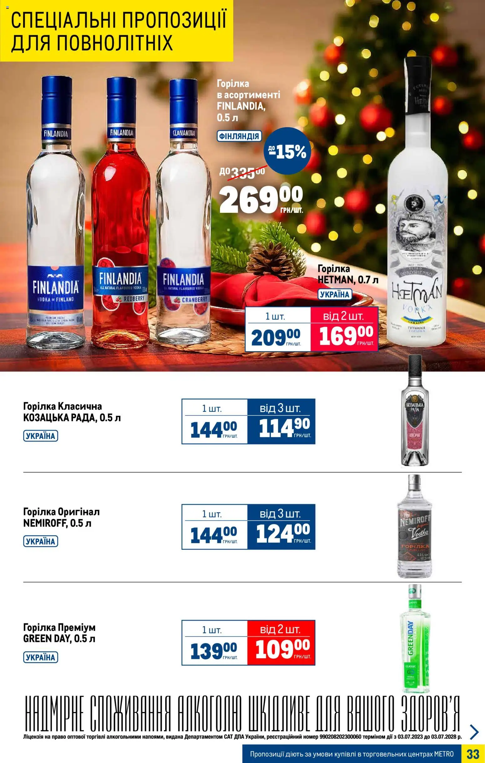 Metro Kаталог - дійснийкції з 05.11.2025 | Сторінка: 33 | Товари: Горілка