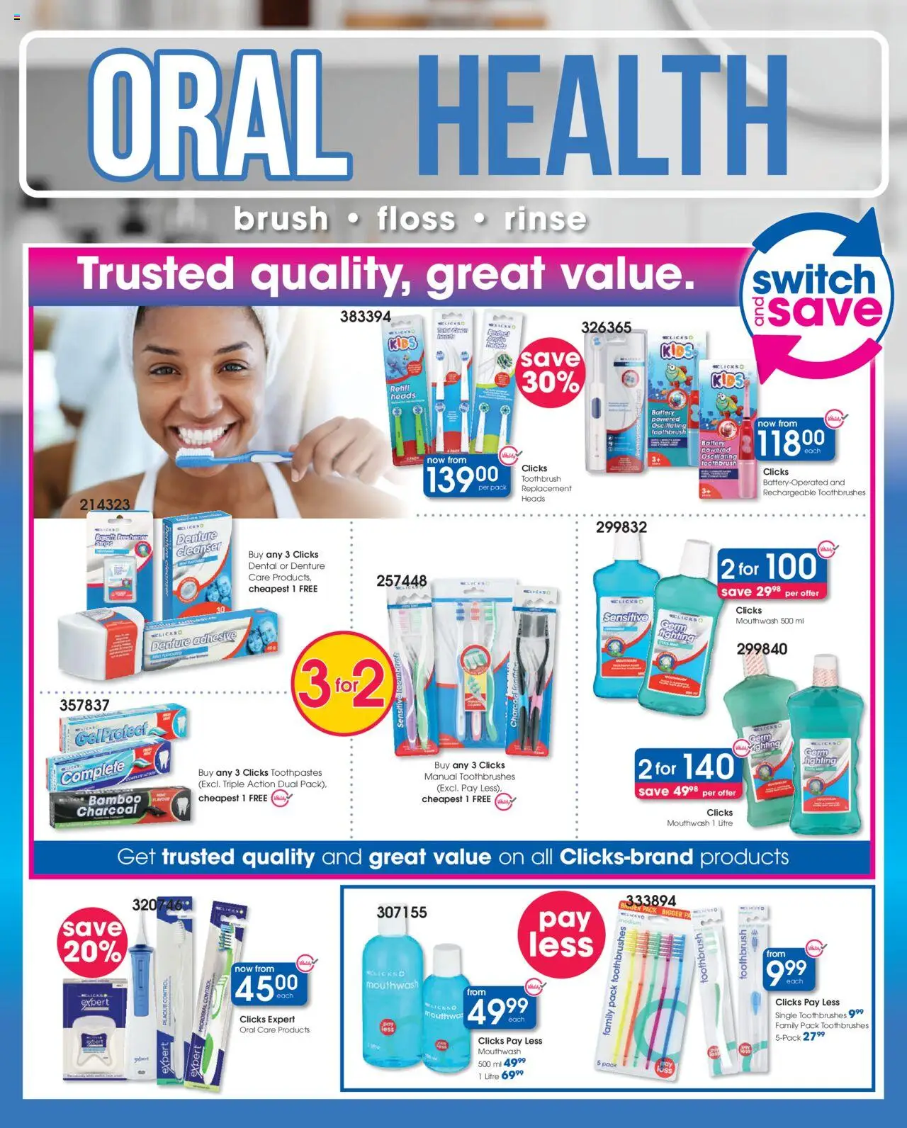 New Clicks catalogue – valid from 09.09.2025 | Page: 8 | Products: Battery, Adhesive, Switch, Mouthwash