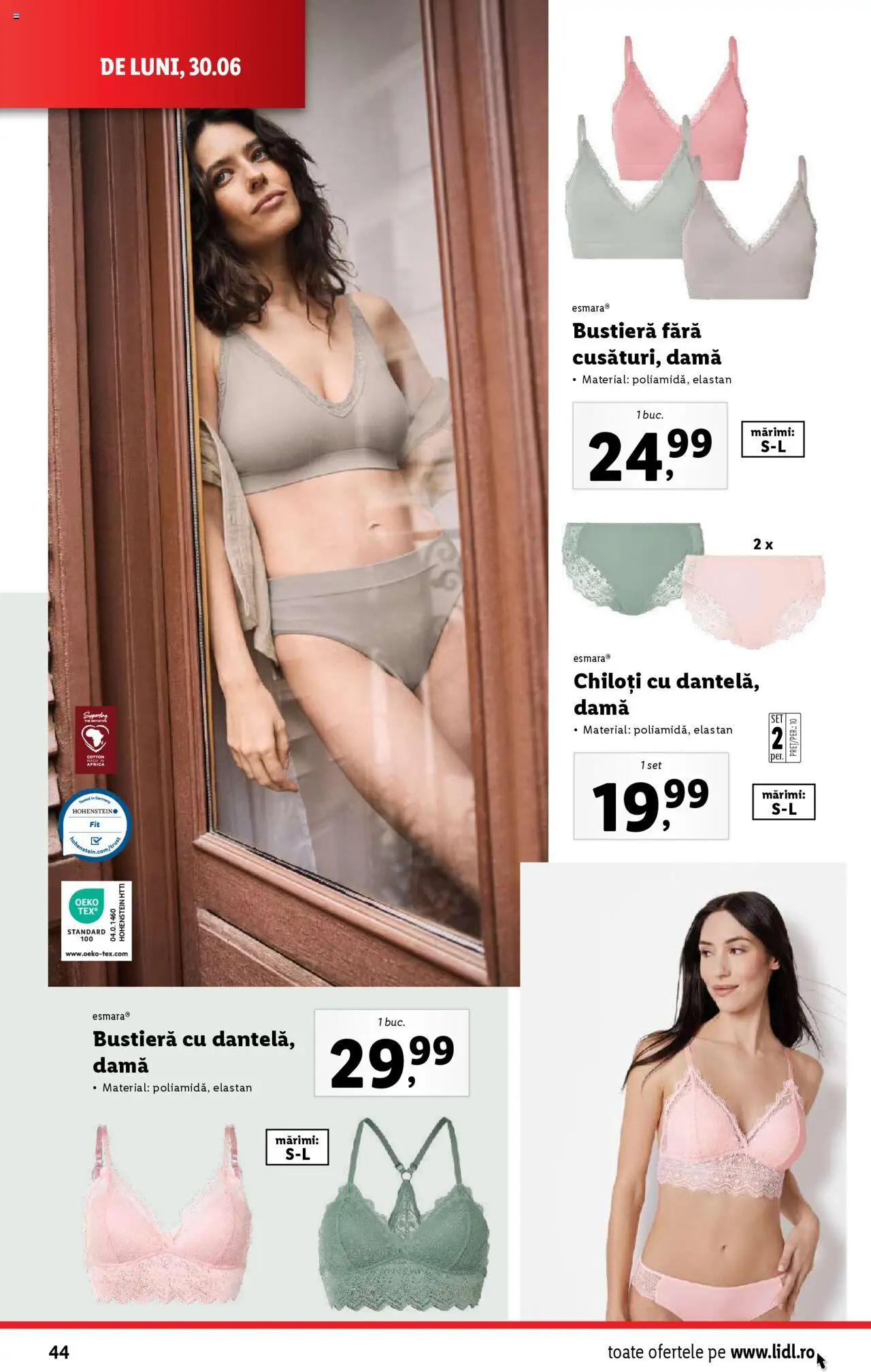 Catalog Lidl – valabil de la 30.06.2025 | Pagină: 44 | Produse: Bustieră, Chiloți