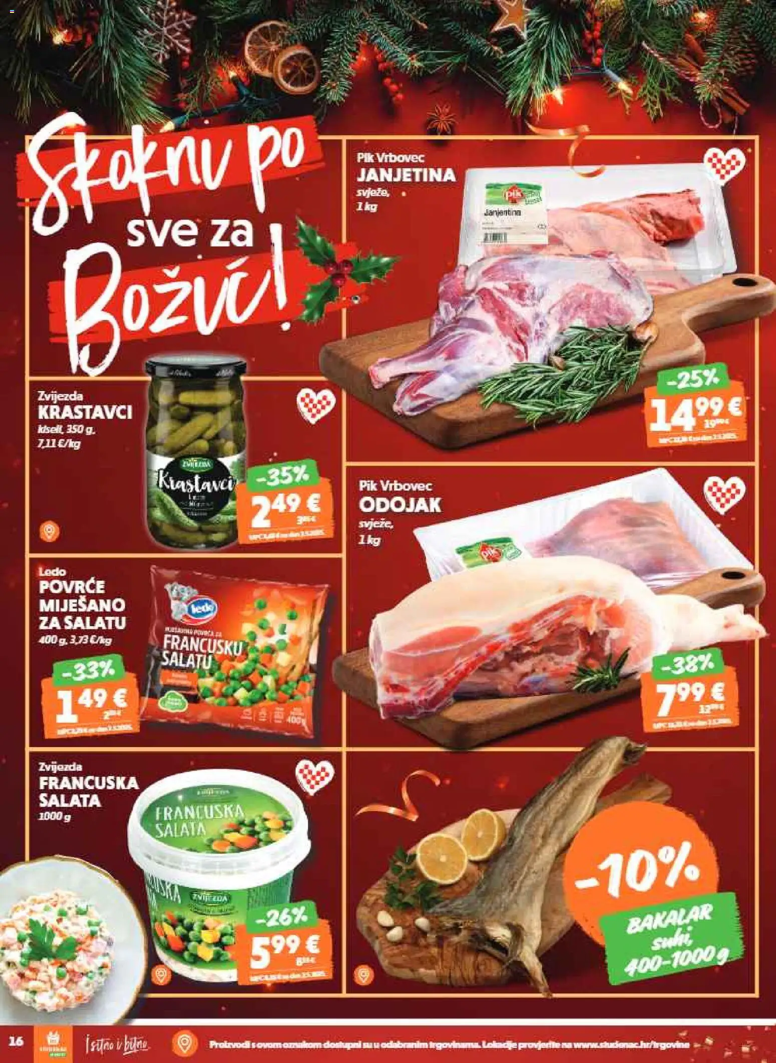 Studenac katalog | vrijedi od 17.12.2025 | Stranica: 16 | Proizvodi: Janjetina, Ledo, Krastavci, Povrće