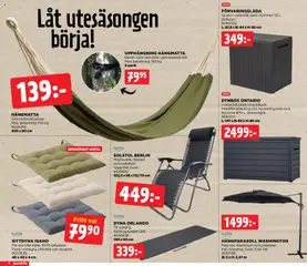 Jem & Fix erbjudanden - Förhandsvisning av reklamblad från butik Jem & Fix aktuell från 05.04.2026 | Sida: 4 | Produkter: Hängmatta, Solstol, Stol