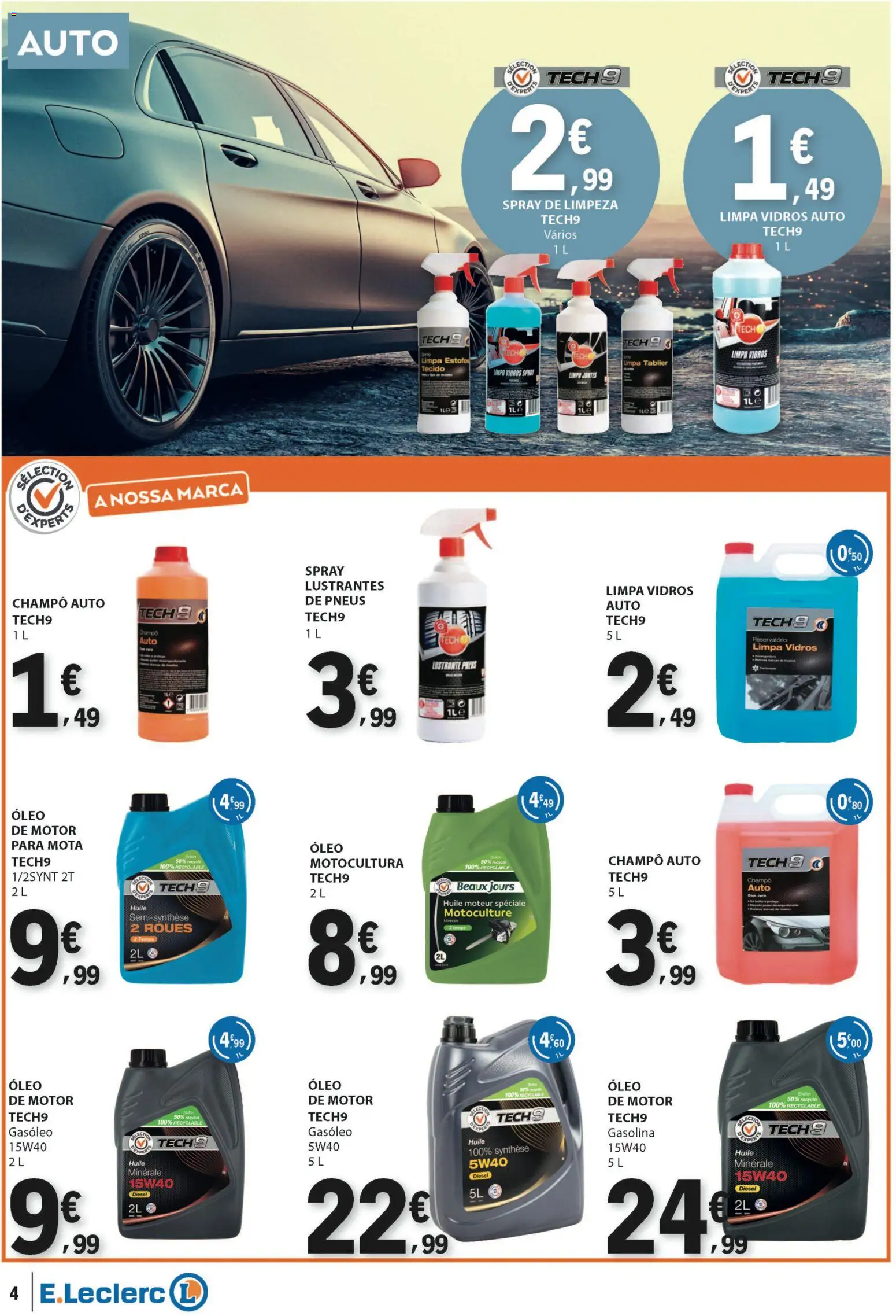 E.Leclerc folheto │ válido de 04.12.2025 | Página: 4 | Produtos: Cera, Limpa vidros, Óleo