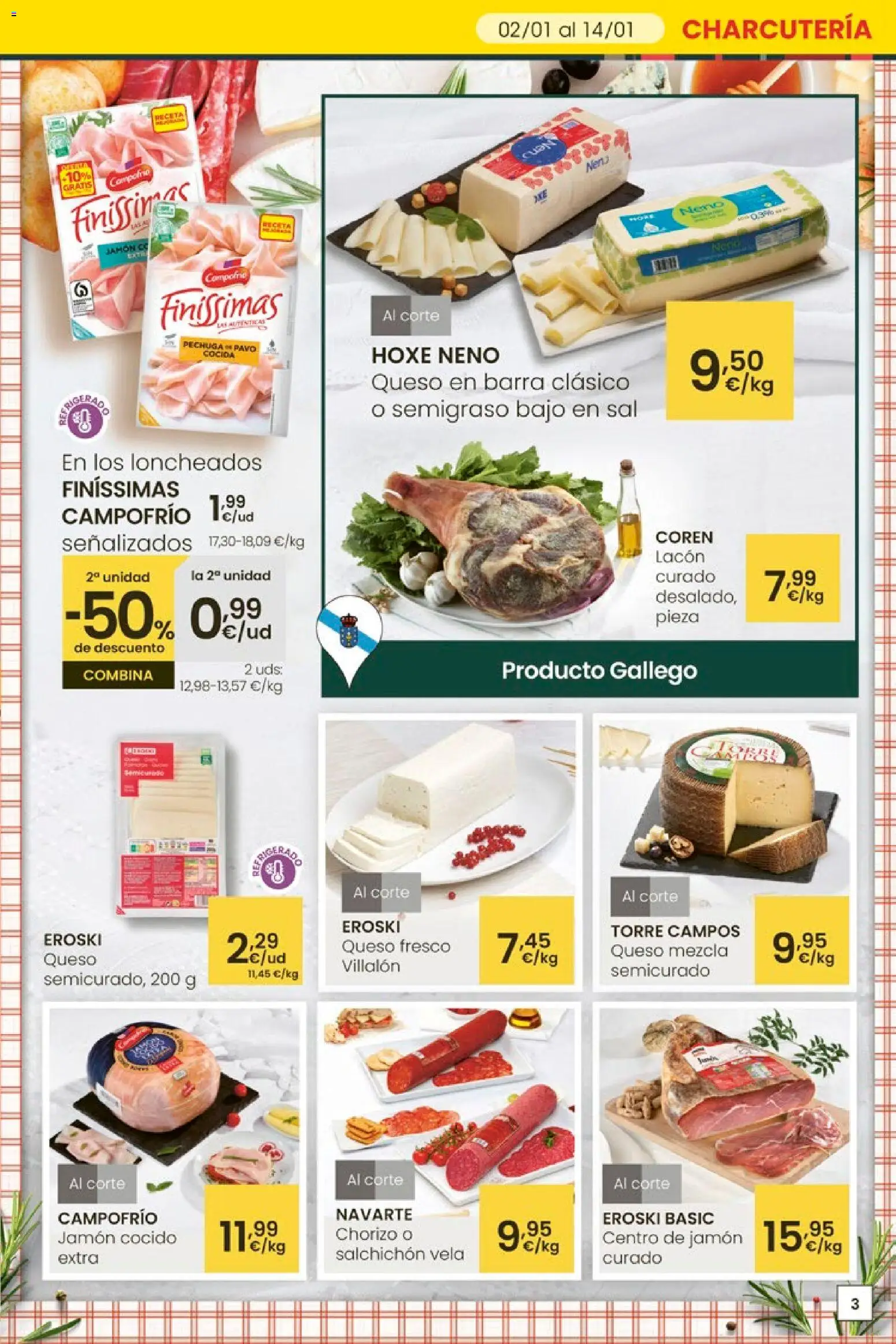 Eroski - Ofertas Aliprox │ válido desde el 05.01.2026 | Página: 3 | Productos: Jamón, Jamón cocido, Queso fresco, Vela