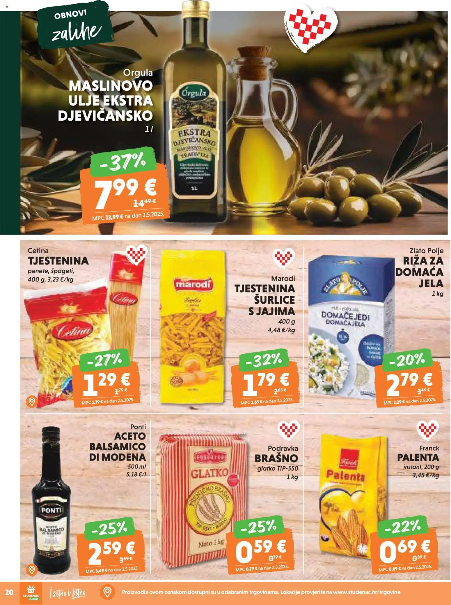 Studenac katalog | vrijedi od 05.11.2025 | Stranica: 20 | Proizvodi: Ulje, Riža, Tjestenina, Balsamico