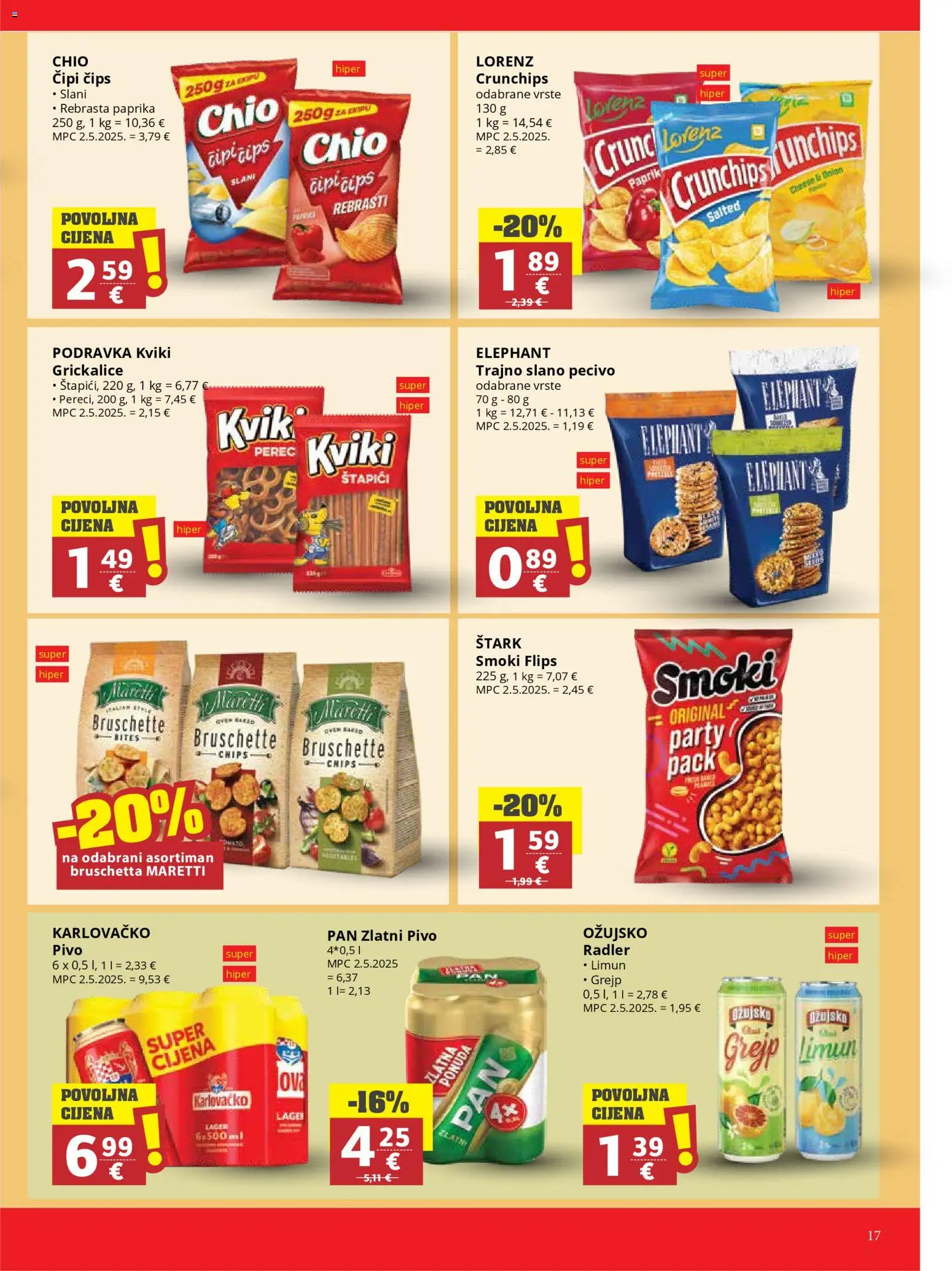 Ribola katalog | vrijedi od 22.04.2026 | Stranica: 17 | Proizvodi: Flips, Paprika, Limun, Pecivo