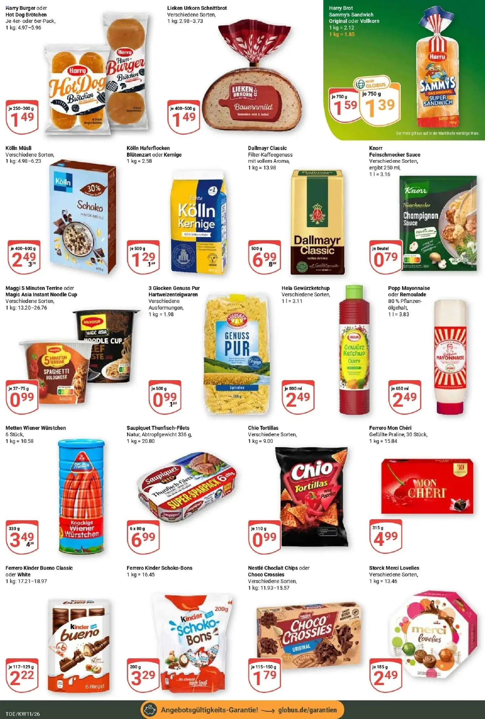 Globus prospekt Tönisvorst	 – gültig ab 09.03.2026 | Seite: 3 | Produkte: Merci, Burger, Brot, Chips