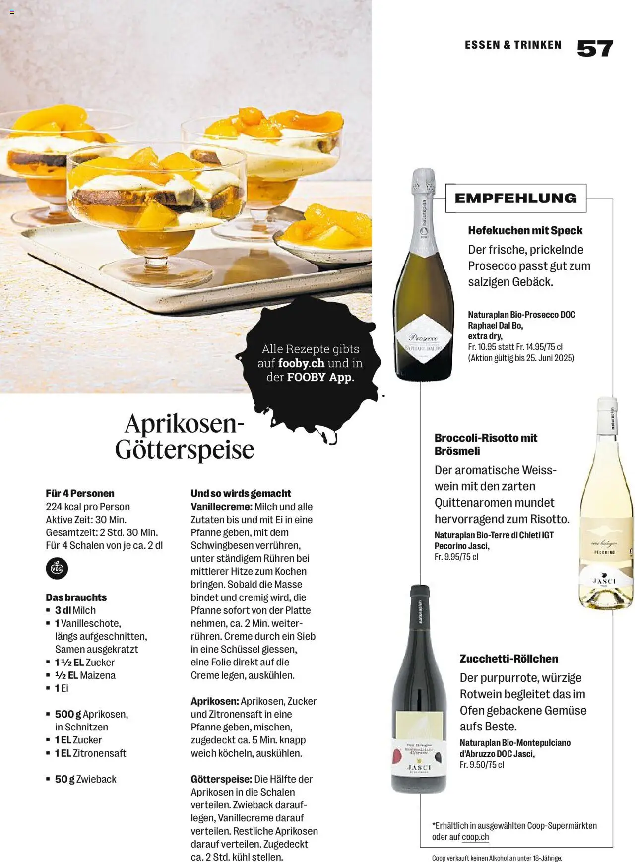 Coop Magazin ab 18.06.2025 | Seite: 57 | Produkte: Rotwein, Gemüse, Ofen, Creme