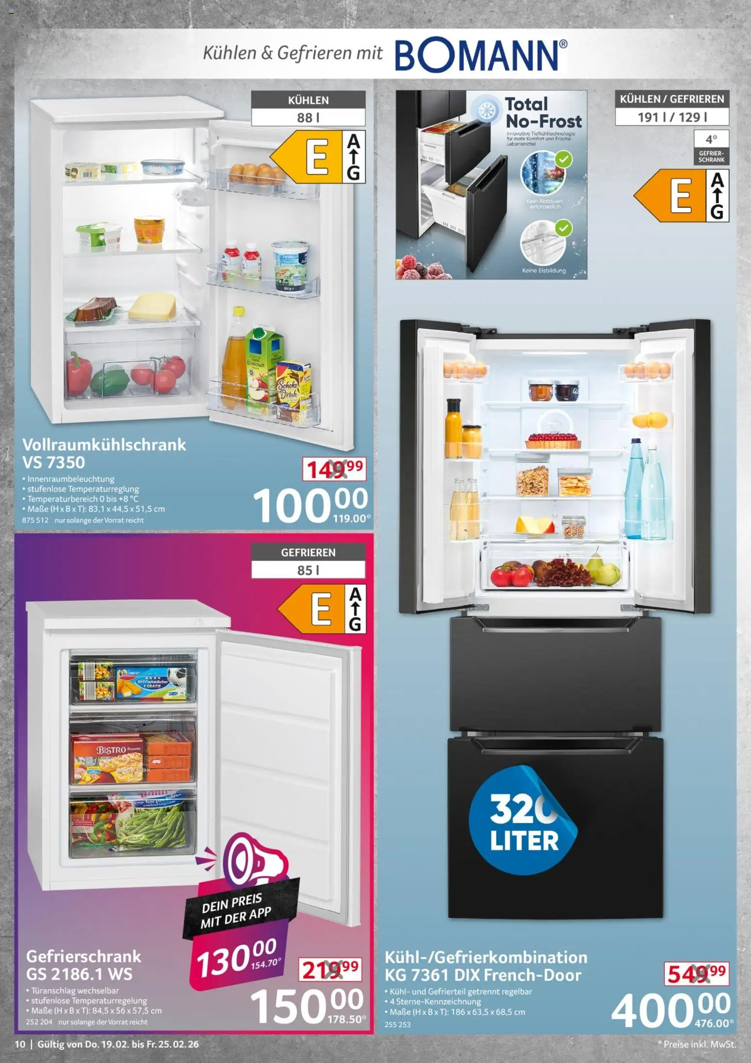 Selgros  Non Food – gültig ab 19.02.2026 | Seite: 10 | Produkte: Gefrierschrank, Schrank, Fischstabchen