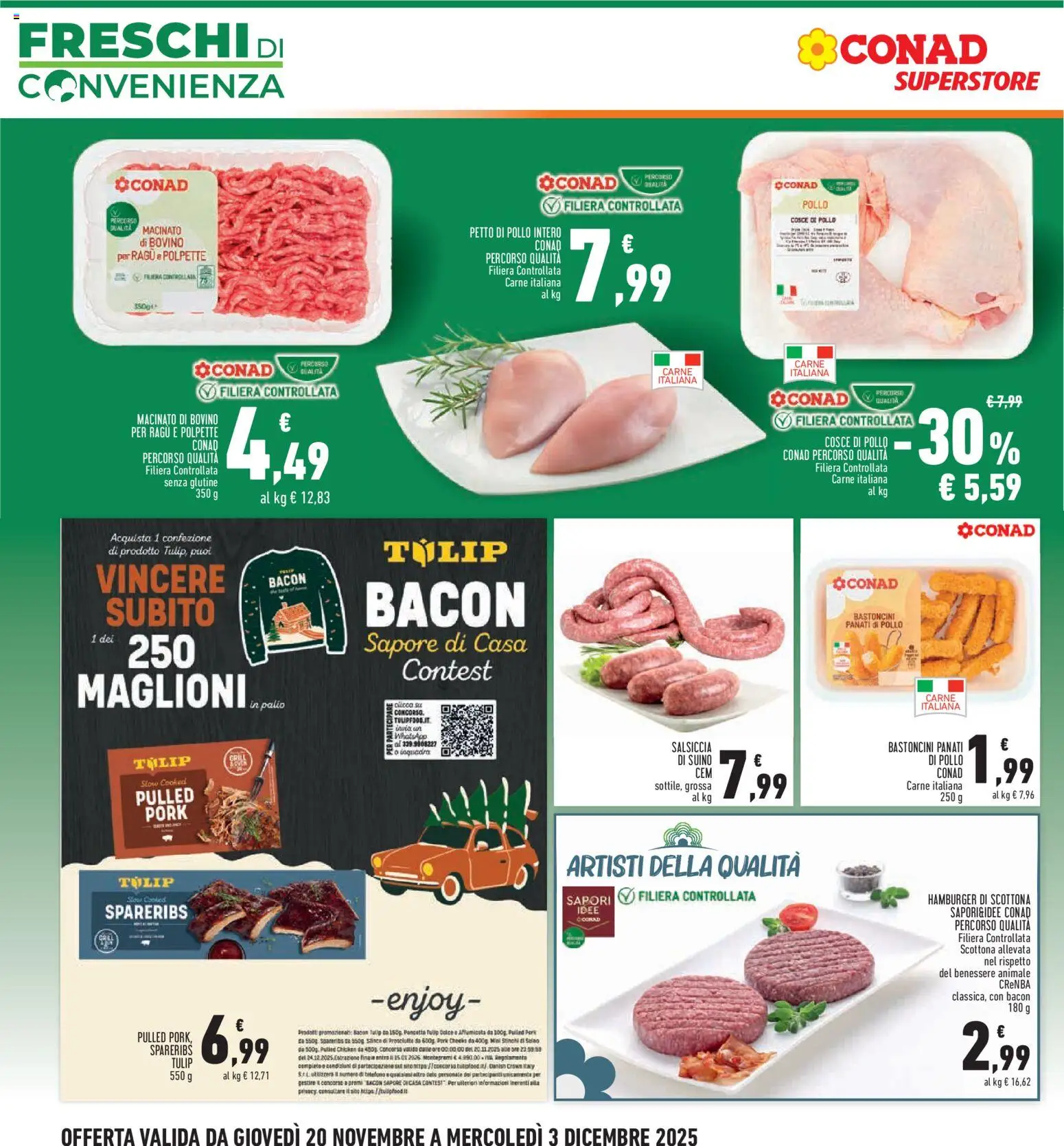 Volantino Conad del 20.11.2025 | Pagina: 4 | Prodotti: Bovino, Petto di Pollo, Suino, Macinato