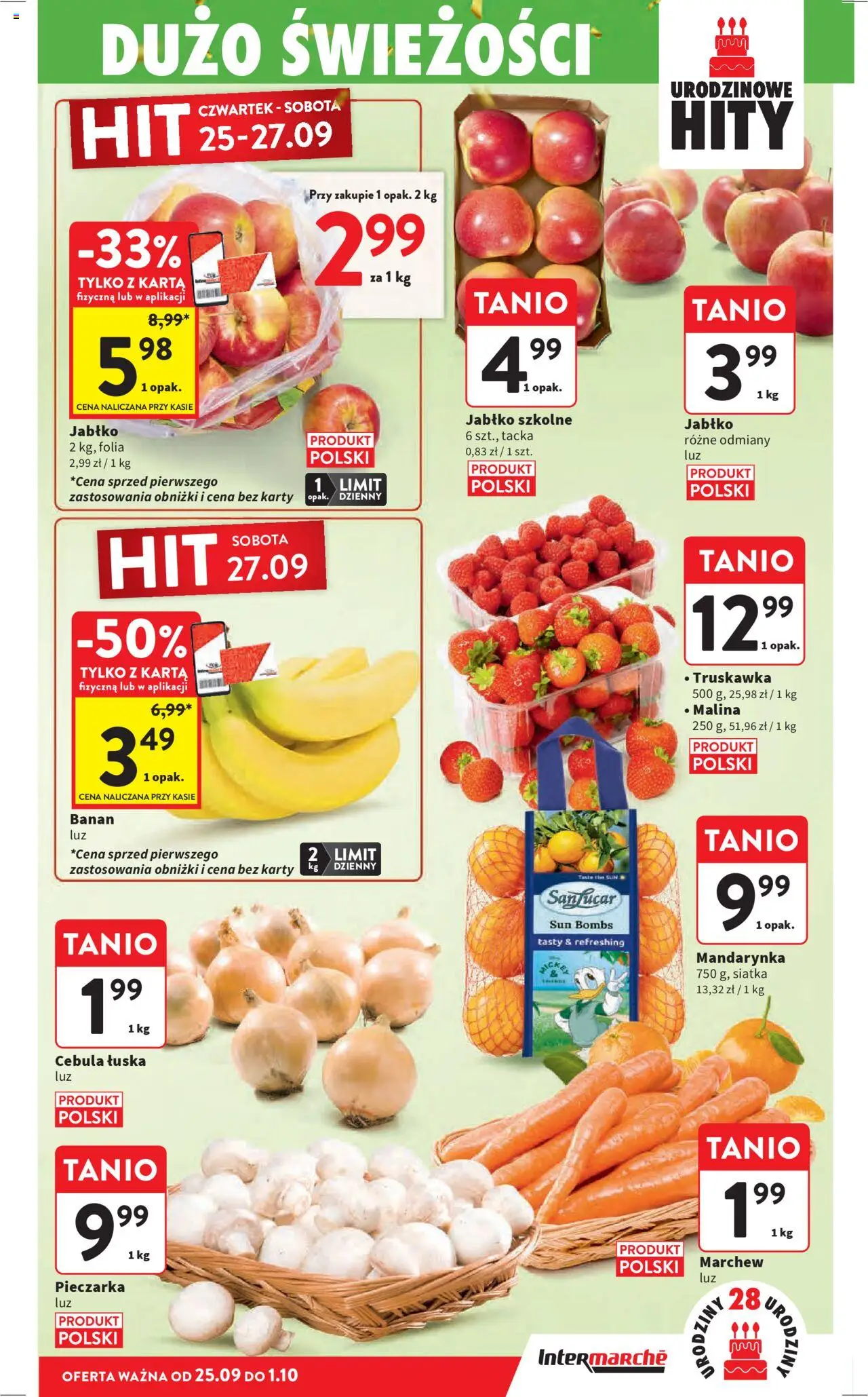 Intermarche Gazetka od 25.09.2025 | Strona: 17 | Produkty: Karta, Malina, Siatka, Banan