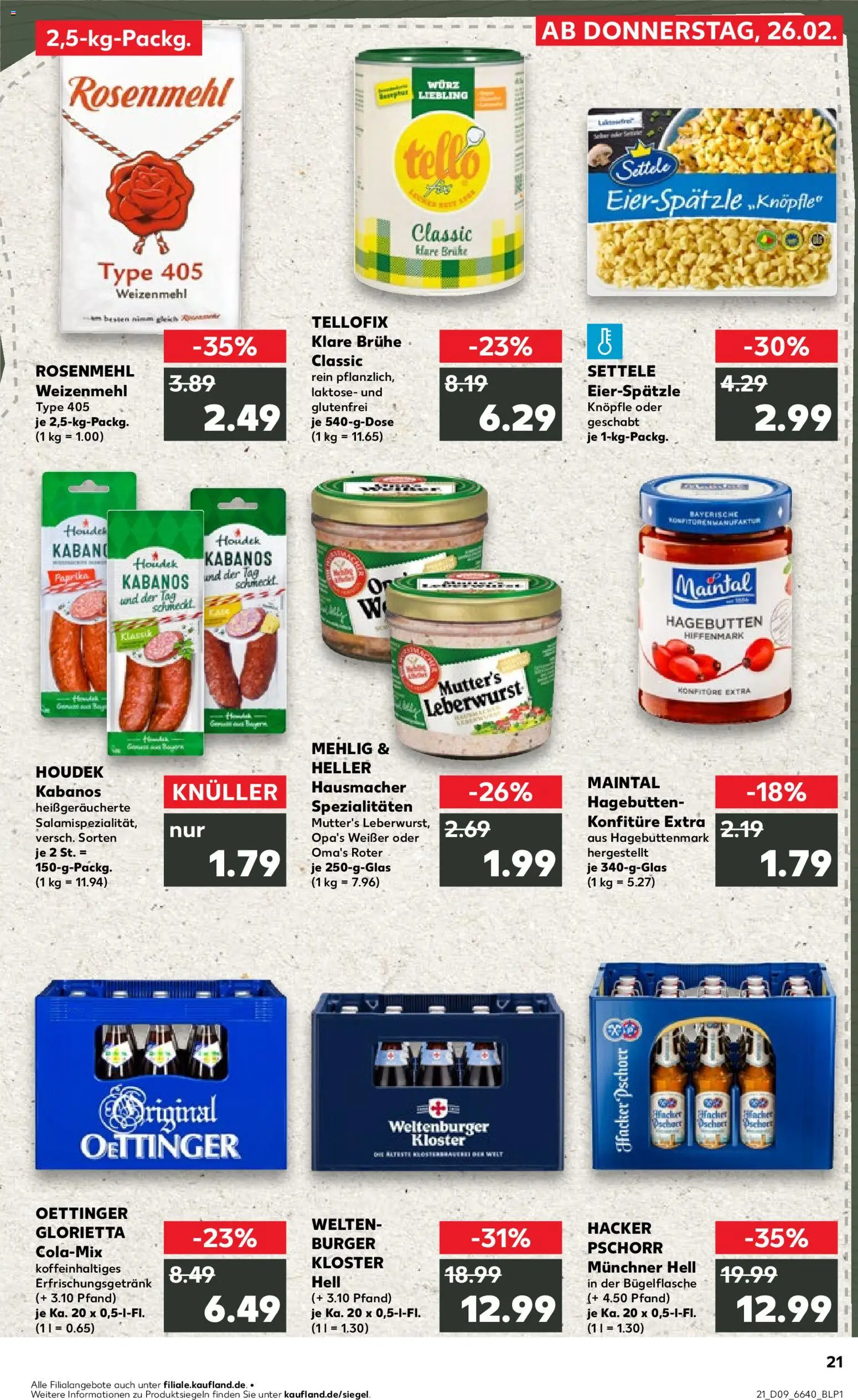 Kaufland Prospekt 	 – gültig ab 26.02.2026 | Seite: 21 | Produkte: Cola, Weizenmehl, Oettinger, Paprika