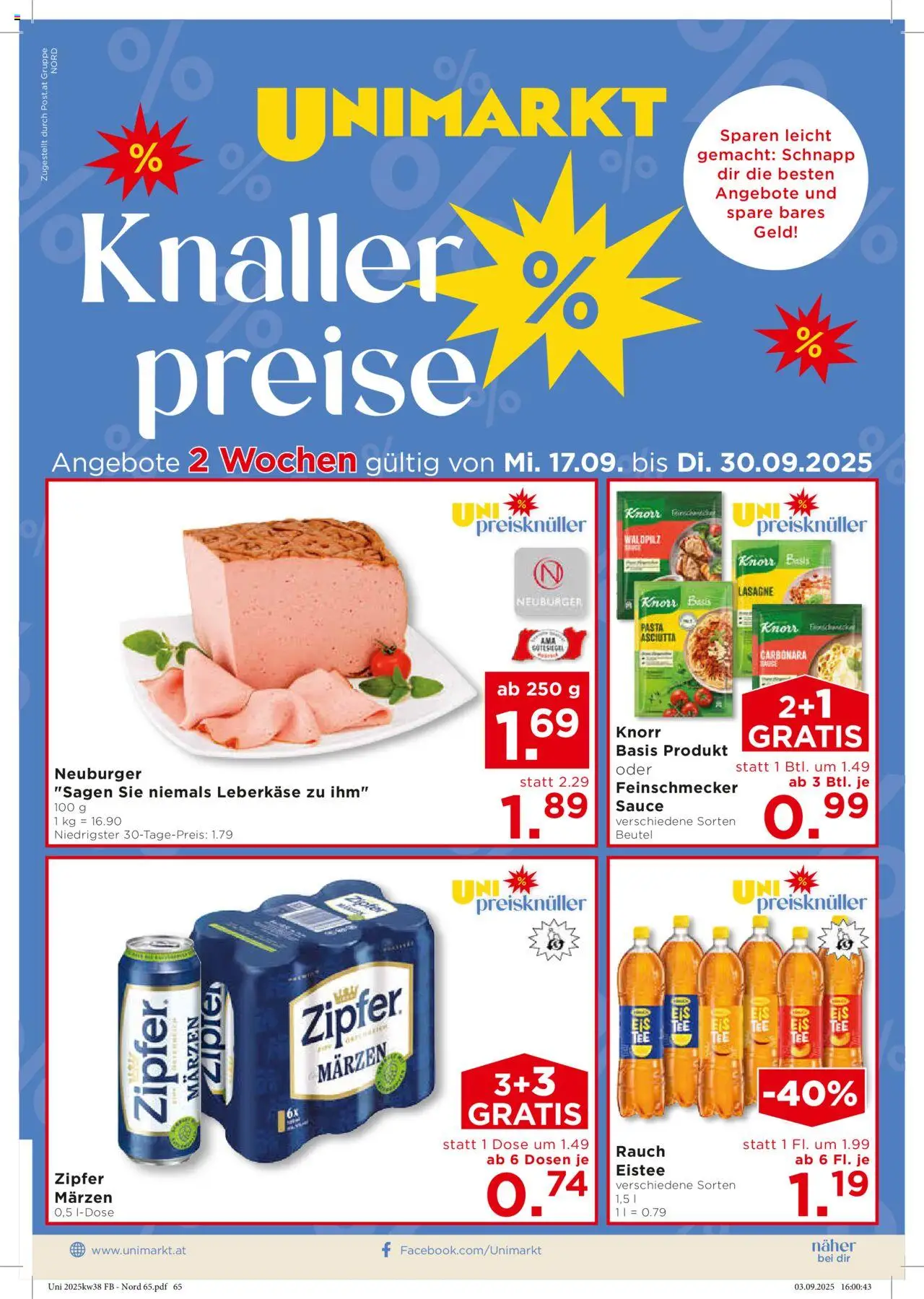 Unimarkt Nord gültig ab 17.09.2025 | Seite: 1 | Produkte: Pasta