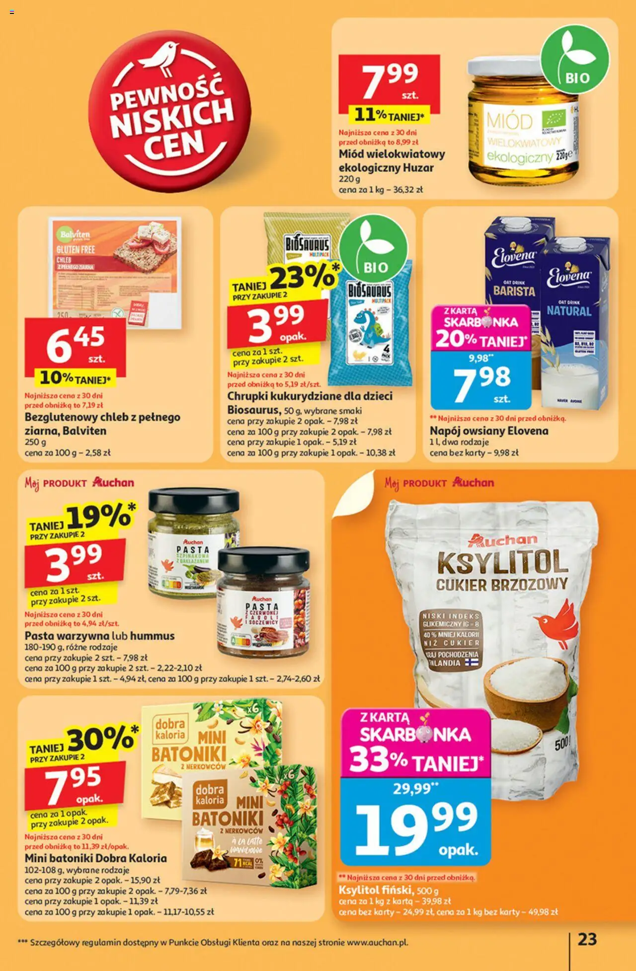Auchan Gazetka - Pewność niskich cen Hipermarket od 11.09.2025 | Strona: 23 | Produkty: Miód, Pasta warzywna, Chrupki, Cukier