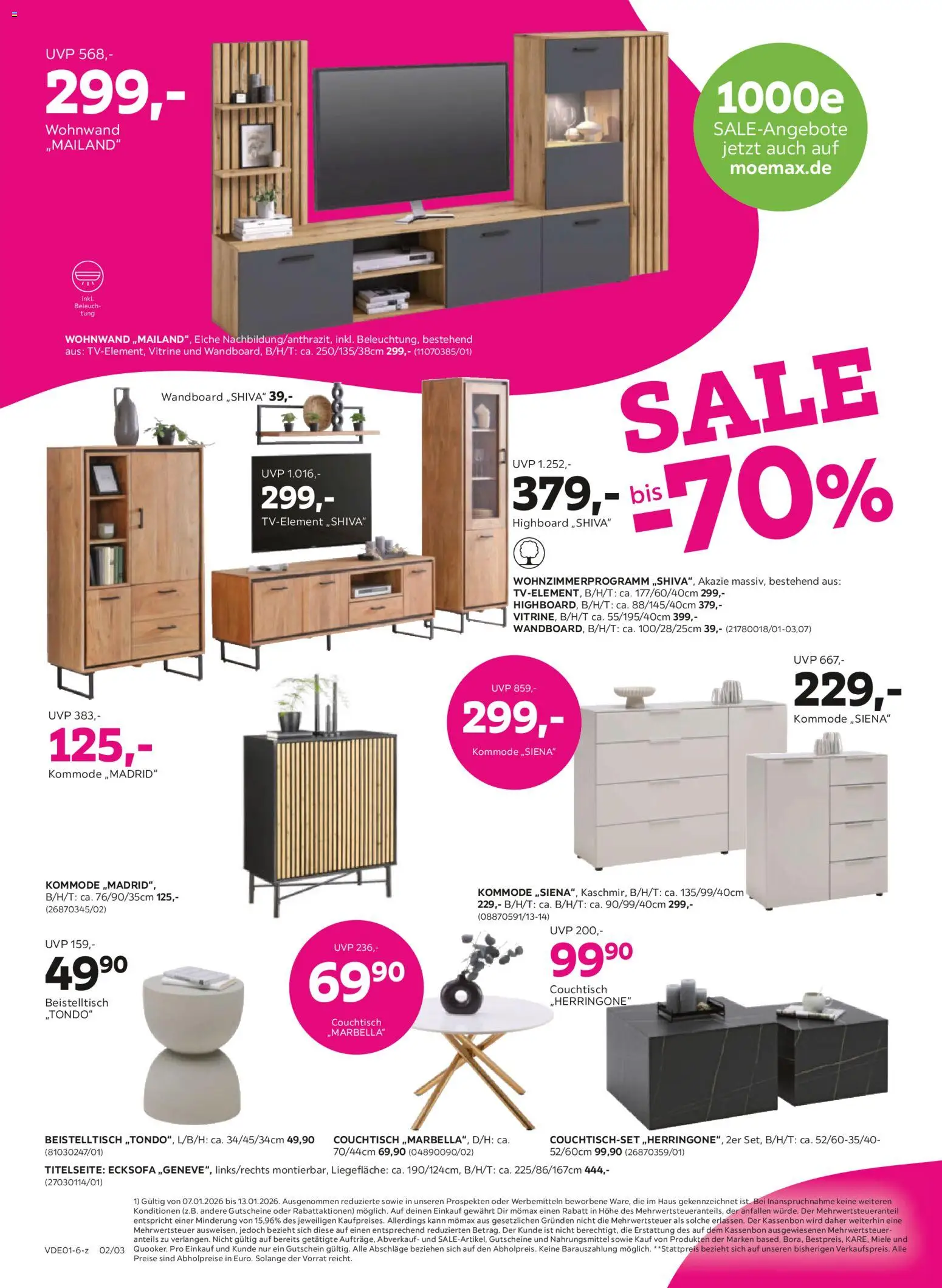 Mömax Prospekt 	 – gültig ab 02.01.2026 | Seite: 2 | Produkte: Ecksofa, Wohnwand, Wandboard, Kommode