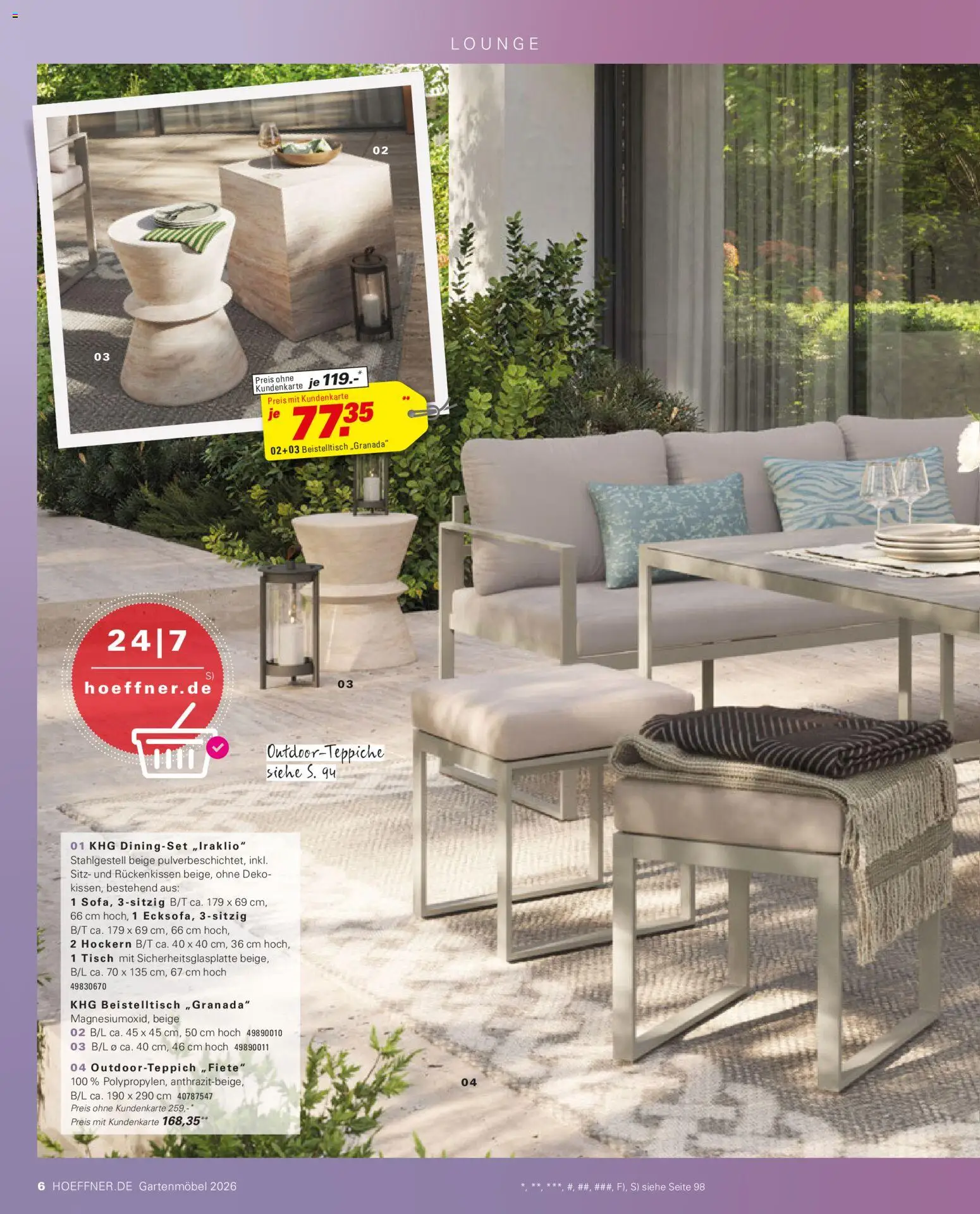 Höffner Prospekt Gartenmöbel – gültig ab 27.03.2026 | Seite: 6 | Produkte: Beistelltisch, Tisch, Gartenmöbel