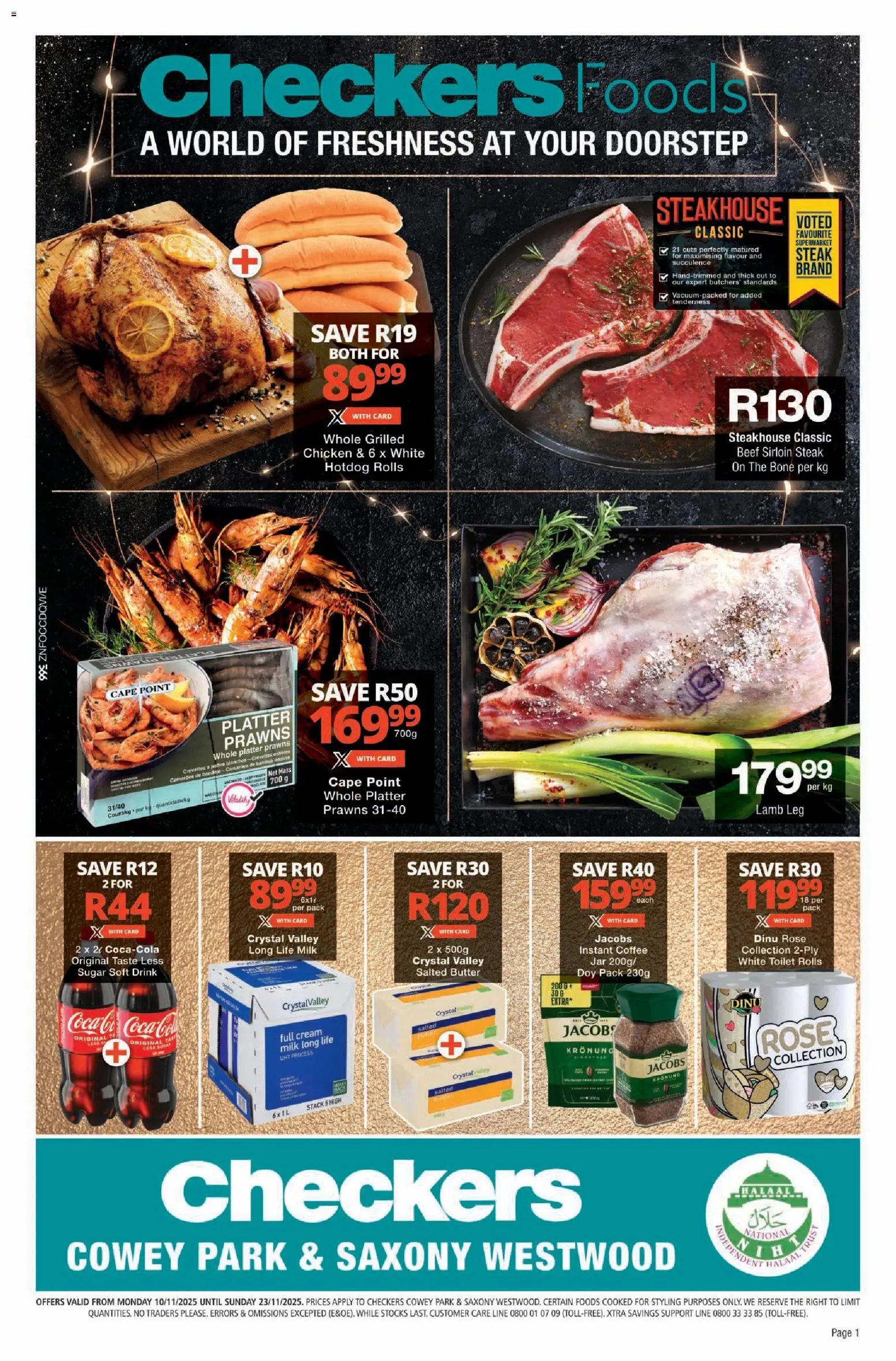 New Checkers catalogue – valid from 10.11.2025 | Page: 1 | Products: Steak, Toilet, Butter, Beef