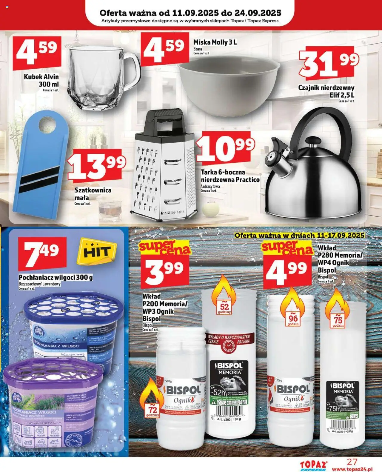 Topaz Gazetka - Express od 11.09.2025 | Strona: 27 | Produkty: Czajnik, Artykuły przemysłowe