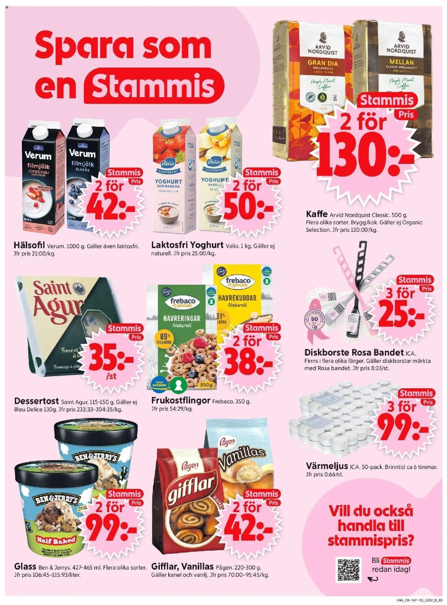 ICA Supermarket reklamblad aktuell från 27.10.2025 | Sida: 3 | Produkter: Gifflar, Värmeljus, Glass, Blåbär