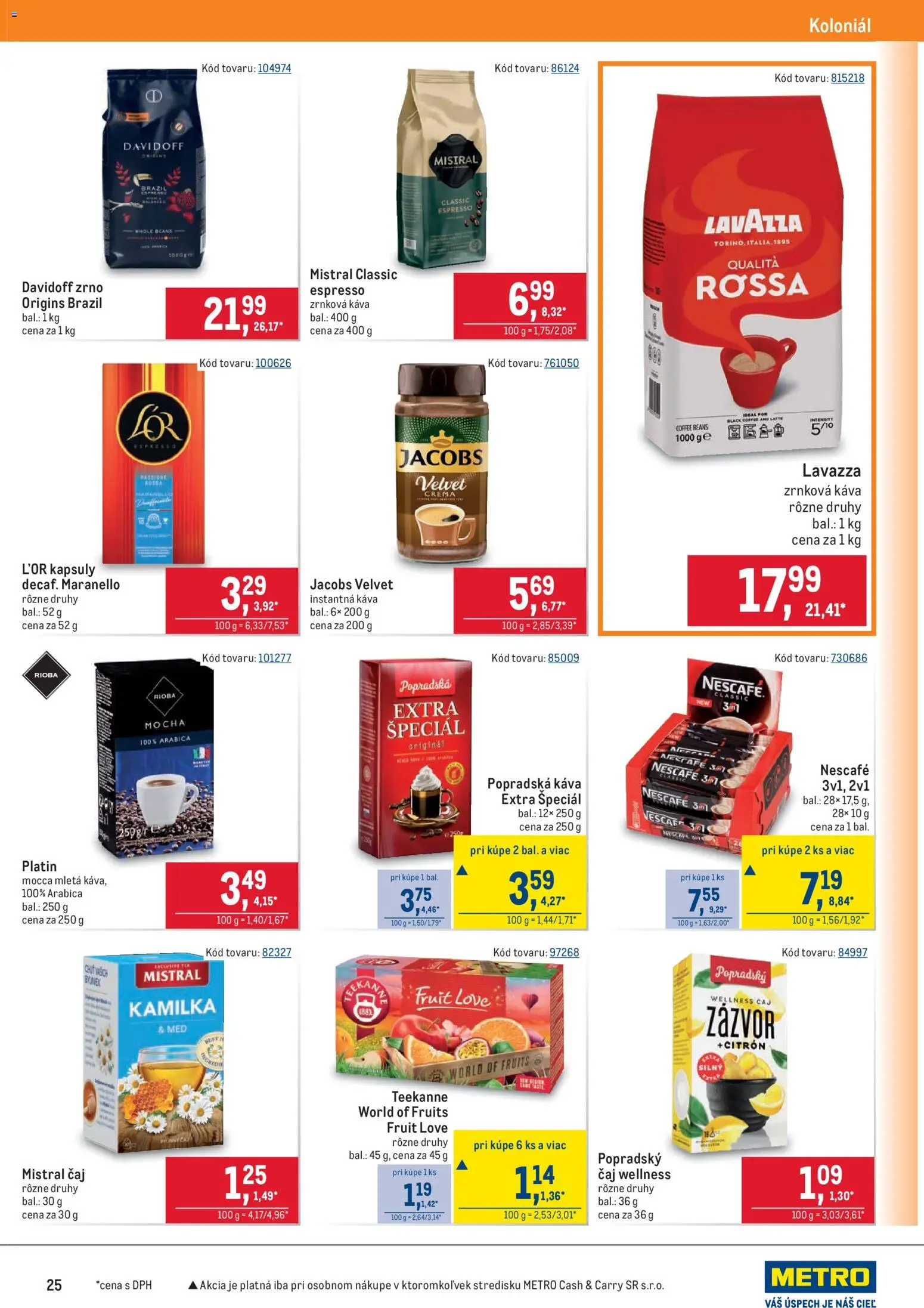 Nové Metro akcie – leták je platný od 11.02.2026 | Strana: 25 | Produkty: Jacobs Velvet, Davidoff, Zázvor, Káva