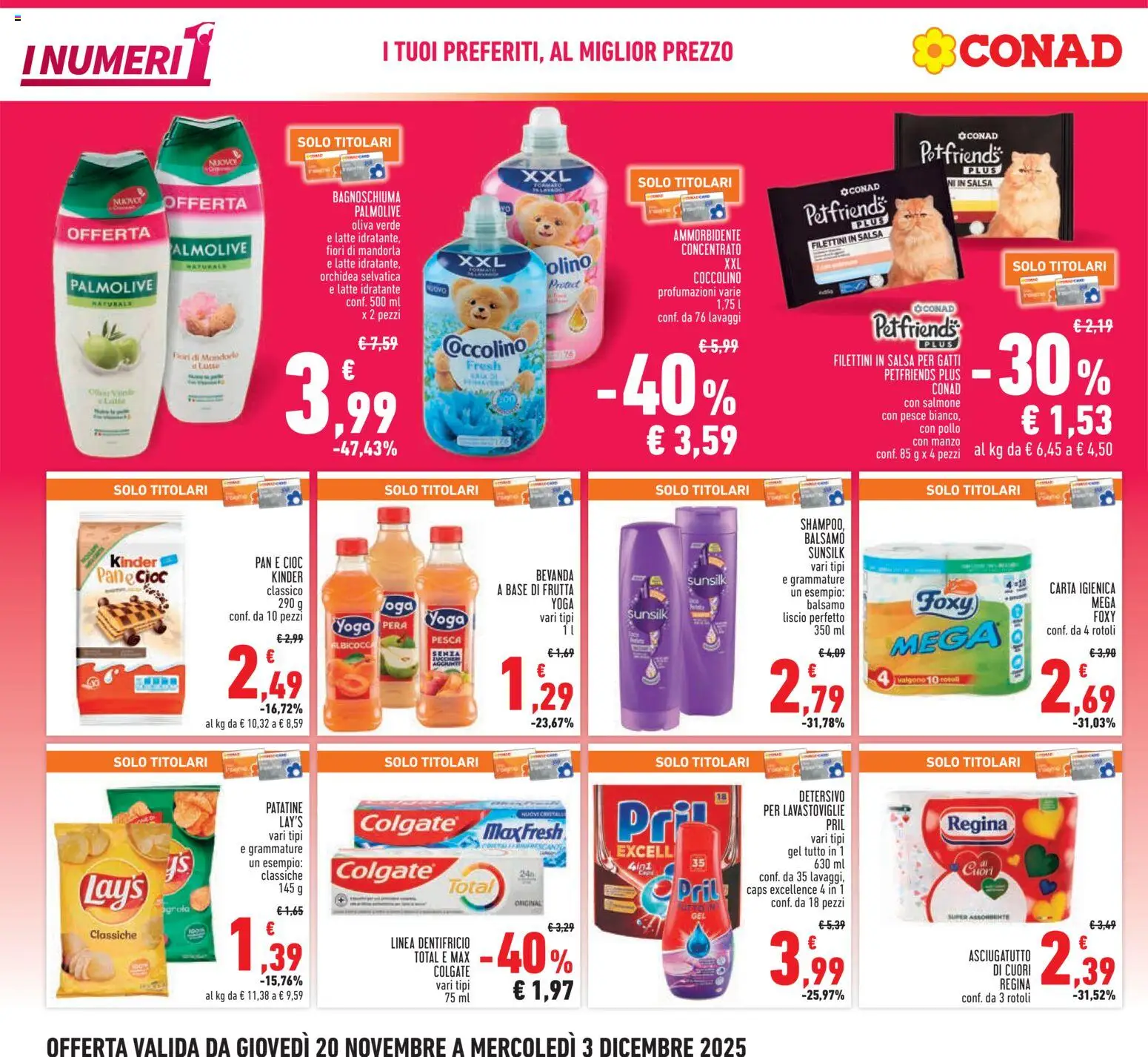 Volantino Conad del 20.11.2025 | Pagina: 4 | Prodotti: Balsamo, Carta igienica, Ammorbidente, Salsa